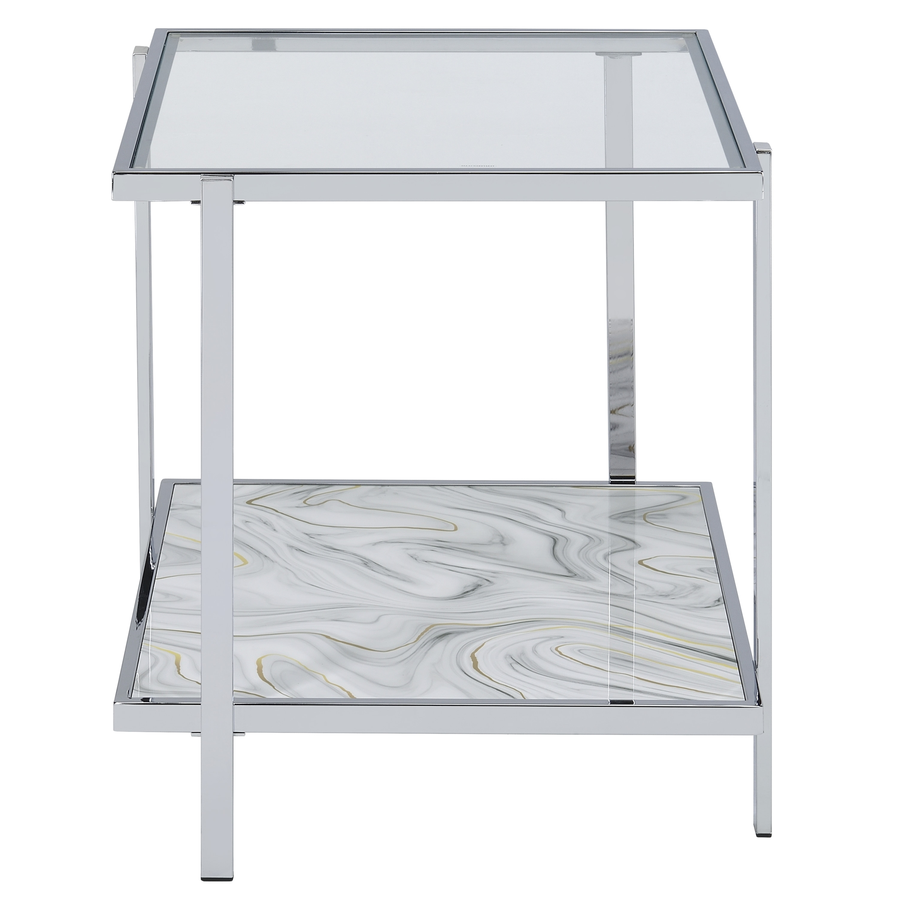 Steve Silver MK200E Mika 22-in W x 24-in H Chrome Glass Square Glam End Table with Storage Assembly Required
