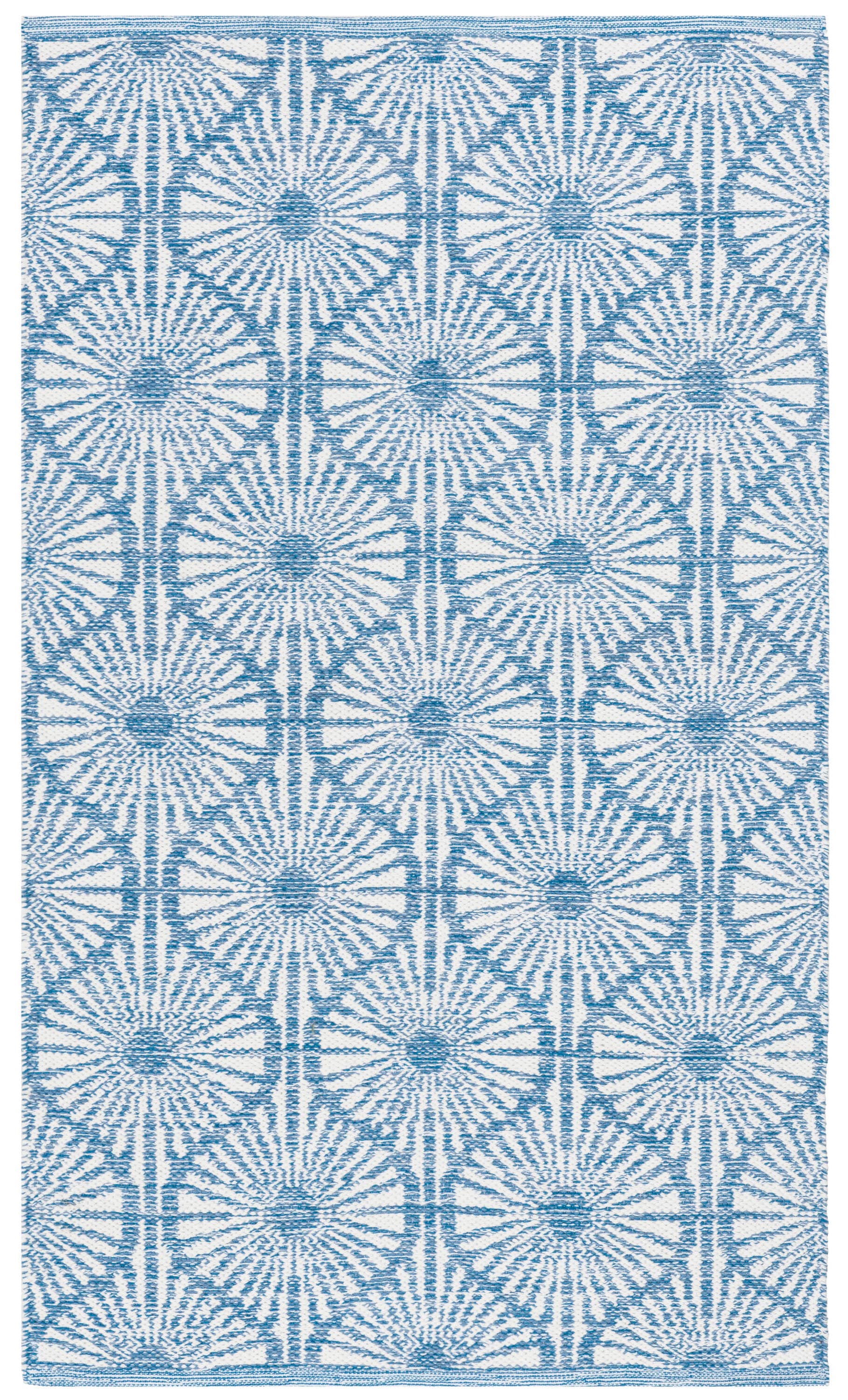Coastal Charm Blue/Ivory Cotton Hand-Woven Area Rug, 3' x 5'