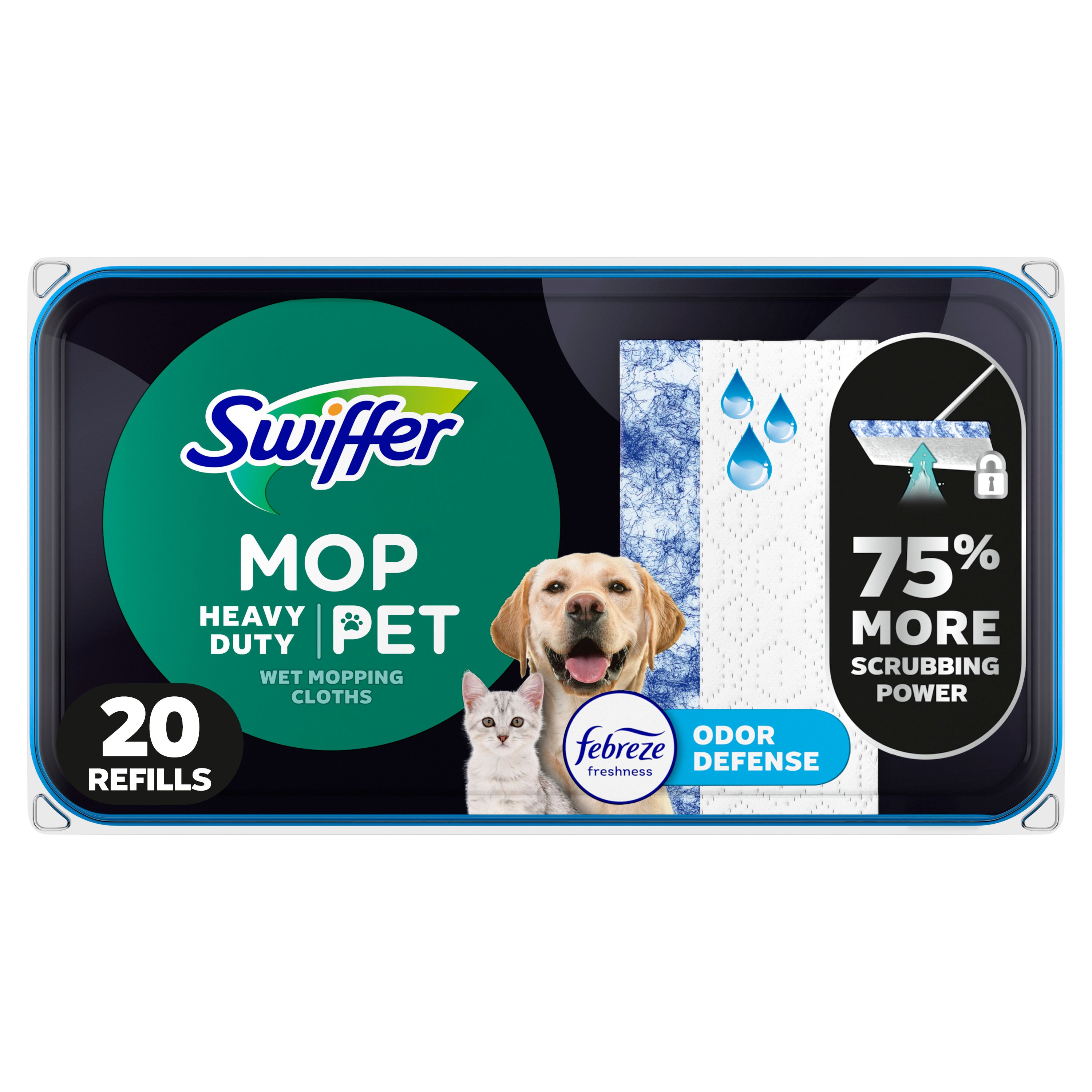 Swiffer 3700079890 Sweeper pet heavy duty multi surface wet cloth Fresh Microfiber Refill (20-Pack)