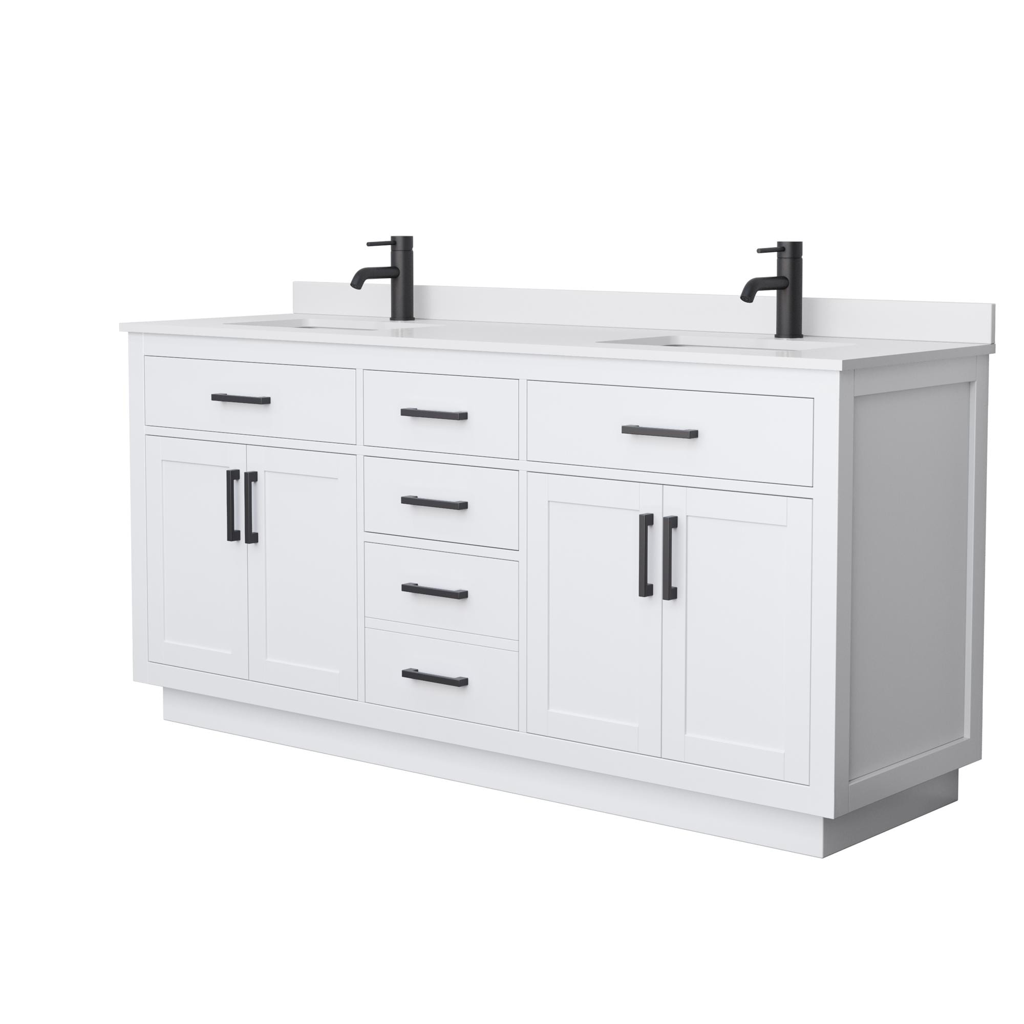 Wyndham Collection WCG262672DWBWCUNSMXX Beckett TK 72-in White Undermount Double Sink Bathroom Vanity with White Cultured Marble Top