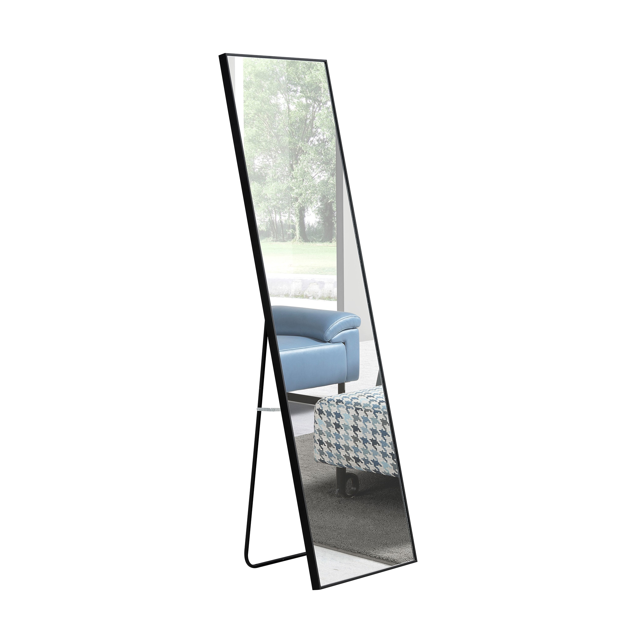 Kahomvis FLY-QPW6-6572 15-Inches W x 58.0-Inches H Rectangle Black Framed Full Length Floor Mirror