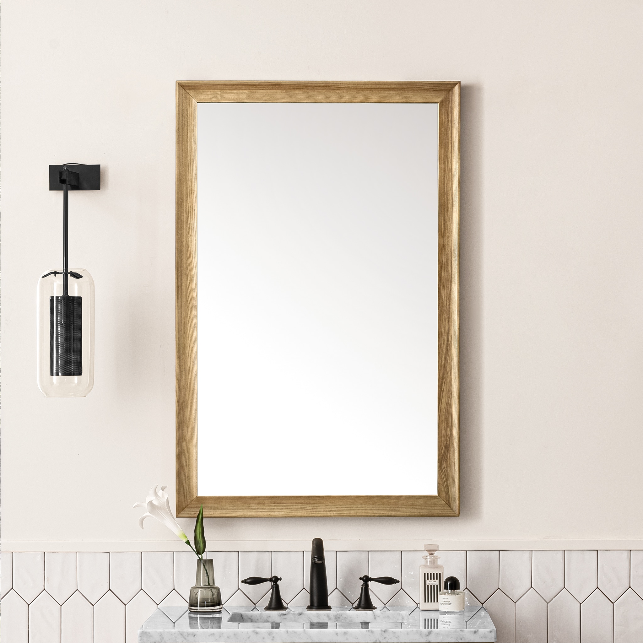 Glenbrooke 26" x 40" Natural Walnut Wood Vanity Mirror