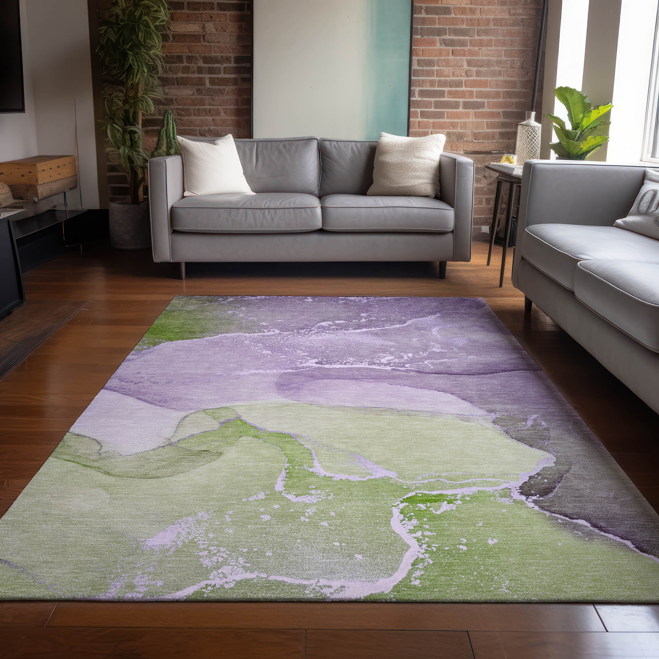 Addison Rugs ACN517PP10X14 Chantille ACN517PP 10 x 14 (ft) Polyester Purple Rectangular Indoor/Outdoor Abstract Machine washable Area rug