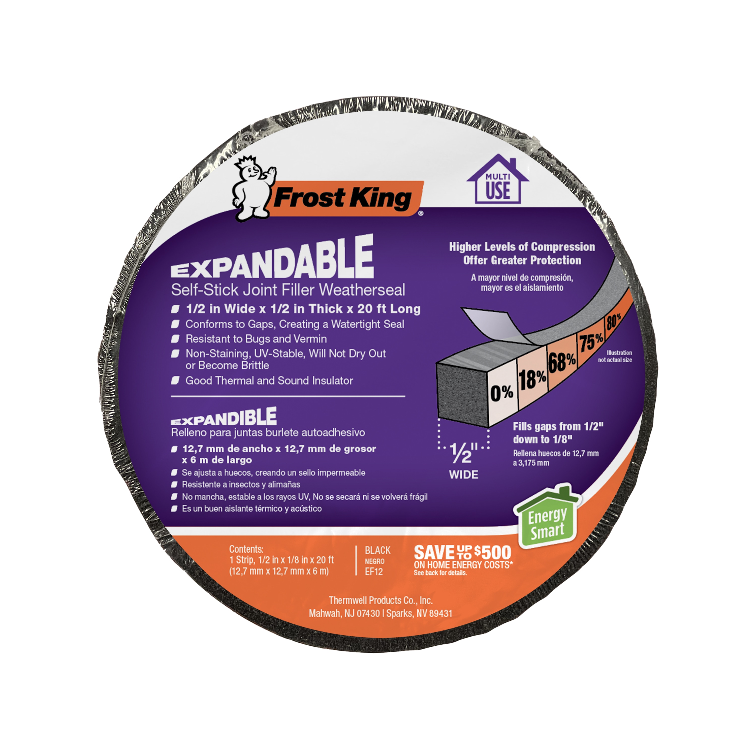 Frost King EF12 20-ft x 1/2-in x 1/2-in black PVC sponge Door Weatherstrip