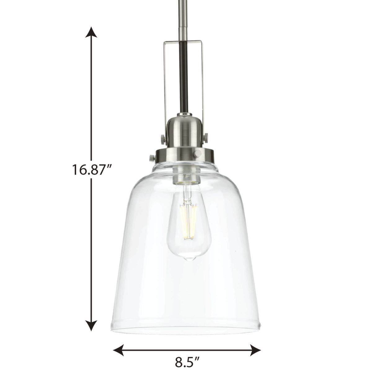 Rushton Brushed Nickel and Clear Glass Industrial Pendant Light