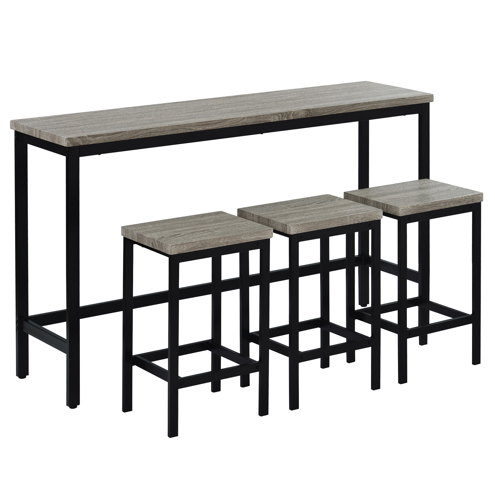 Bybafun YA0100309 Gray Traditional Dining Room Set with Rectangular Table ( Seats 3 )