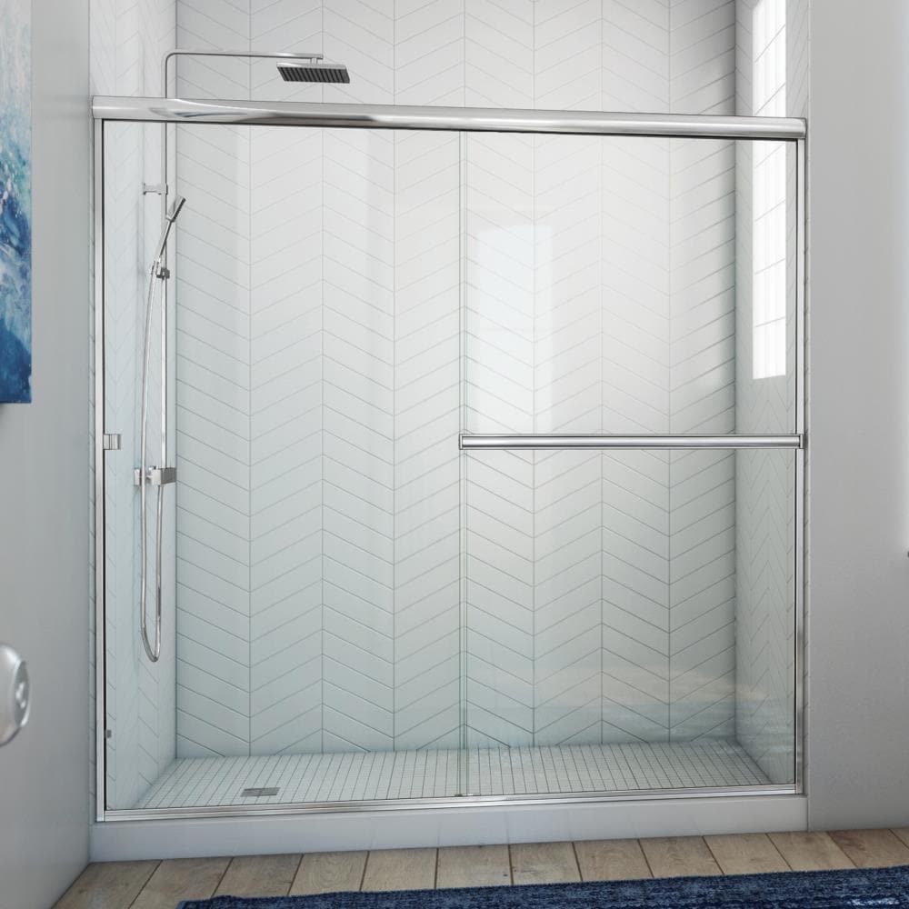 Arizona Shower Door LESE72X703CHCL Lite-Euro Polished Chrome 68-in to 72-in W x 70.375-in H Semi-frameless Bypass Sliding Shower door 3/16-in Thick Clear Glass