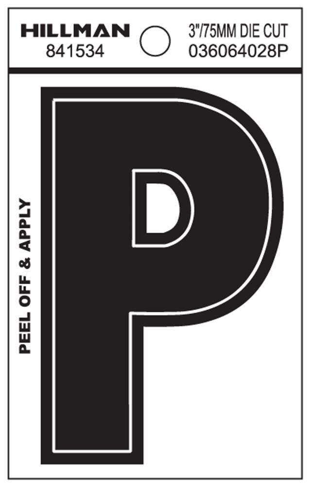 Hillman 841534 3-in Black/White Letter P
