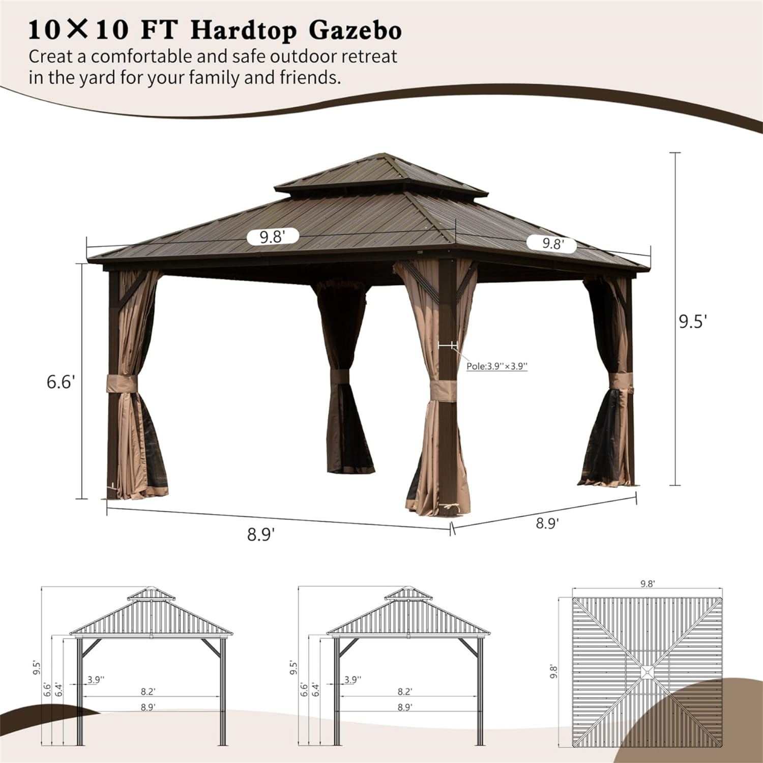 ToolCat PG2-82-PT Wood-Resin-Gazebos - View #6