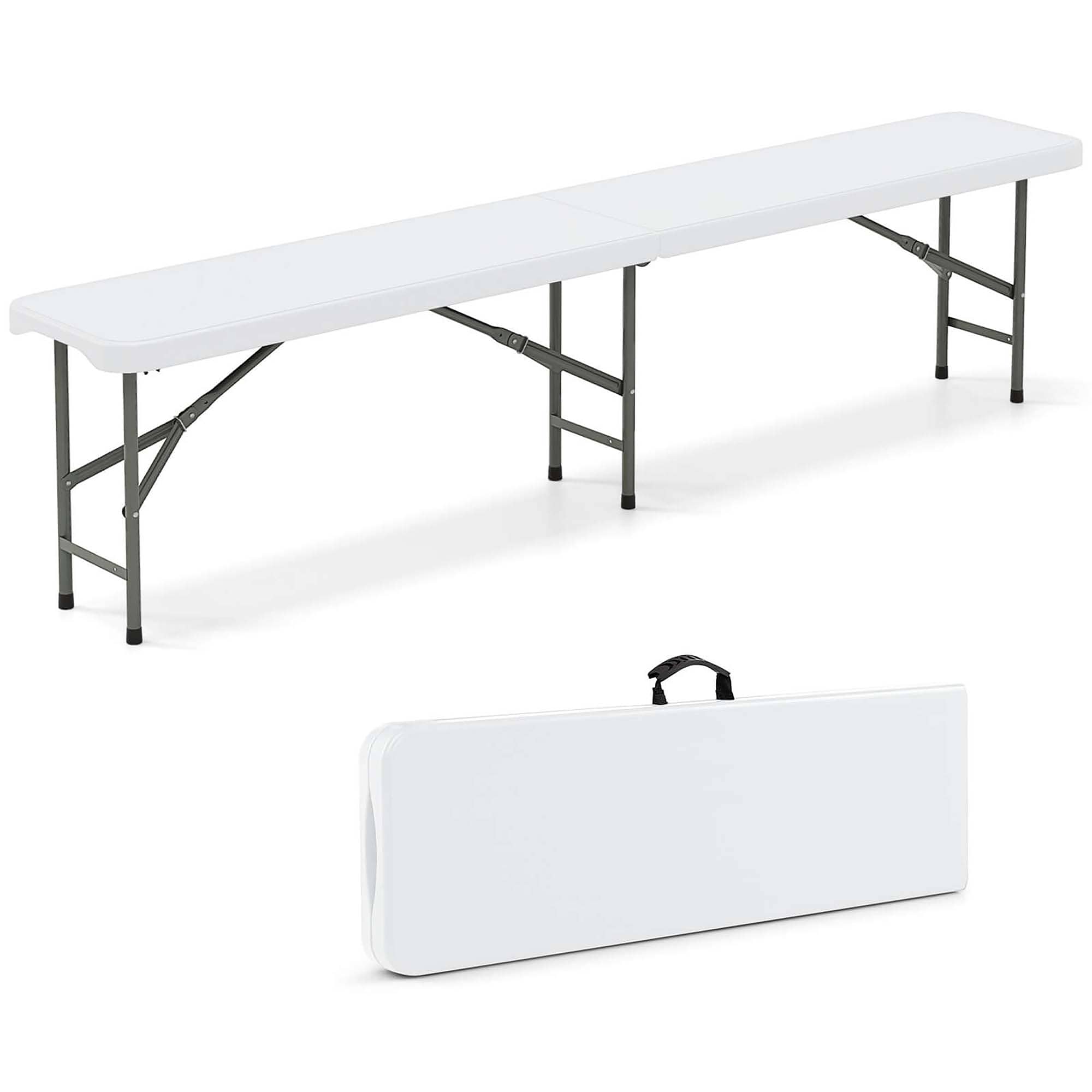 Costway HCST04923 71-in W x 17-in H White HDPE Folding Bench