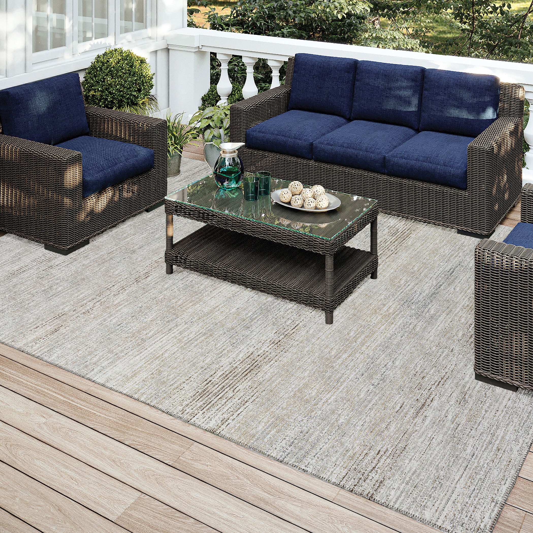 Beige Flat Woven Chenille 10' x 14' Area Rug