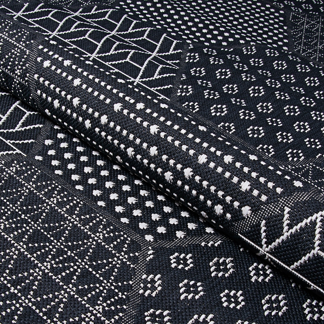 Couristan Afuera Black and Gray Synthetic Rectangular Area Rug