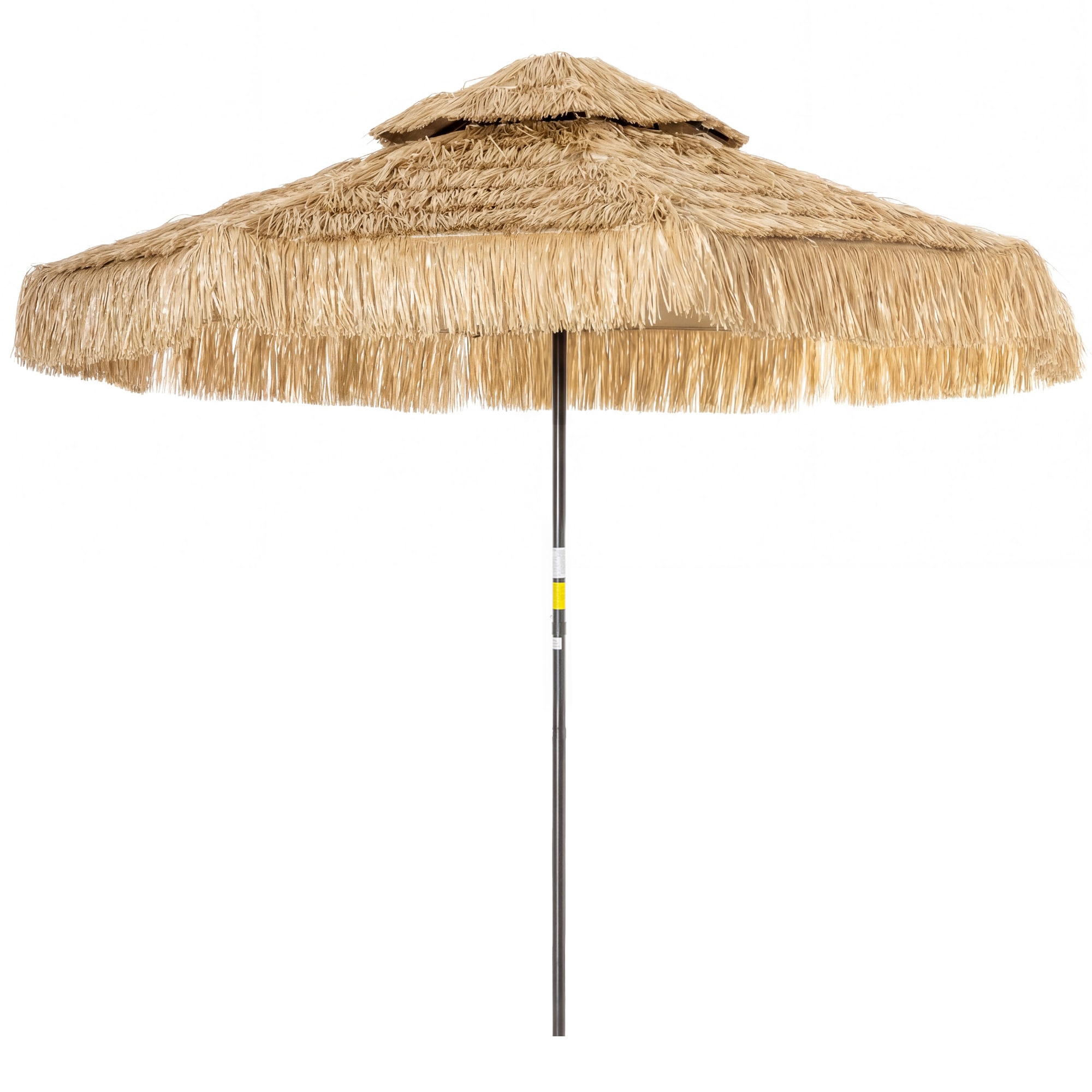 Outsunny - 8.5 FT Hula Thatched Tiki Patio Umbrella 2-Tier Tropical Hawaiian Style Outdoor Umbrel...