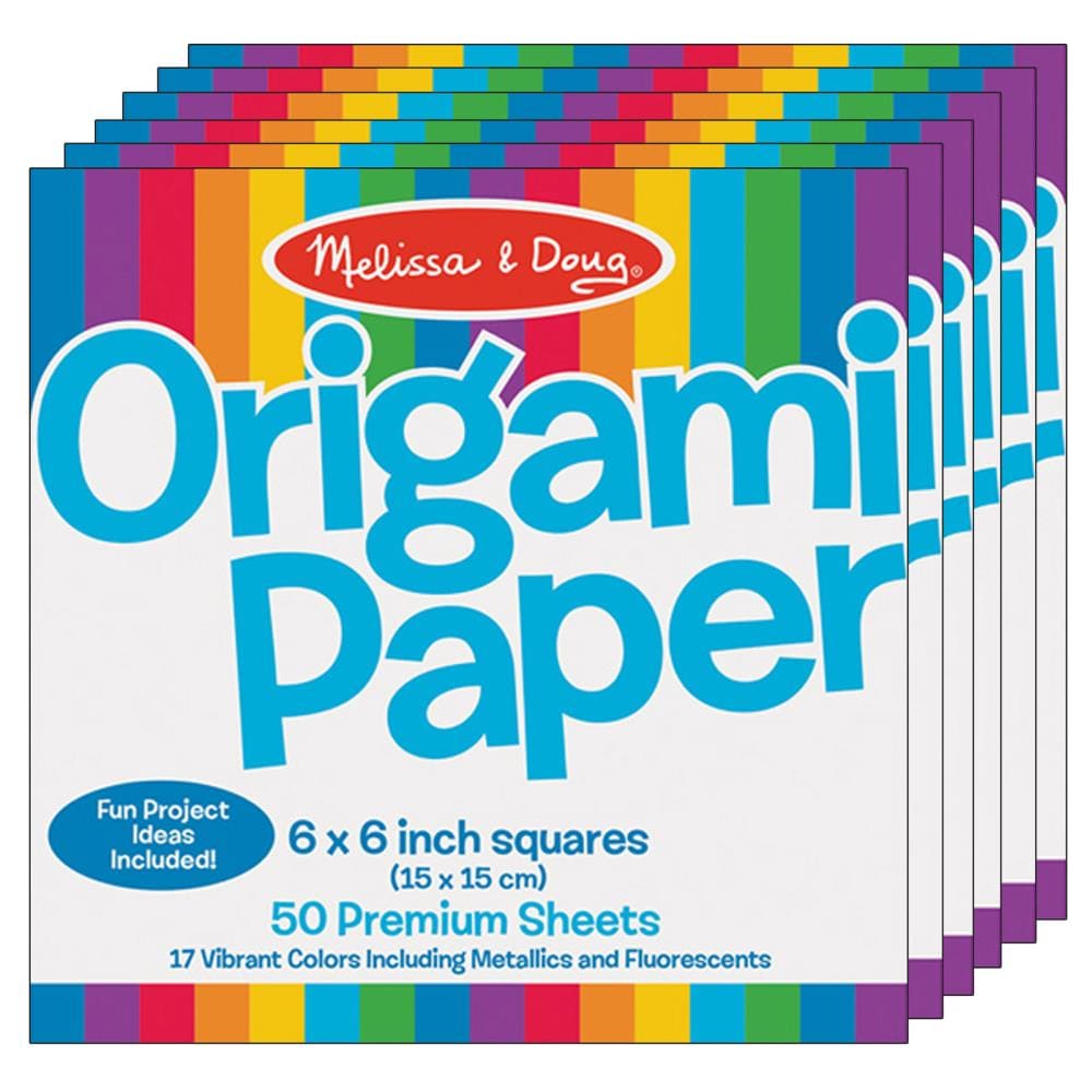 Melissa & Doug Melissa and Doug Origami Paper Vibrant Color Sheets, 6 In x  6 In, 50 Per Pack, 6 Packs at