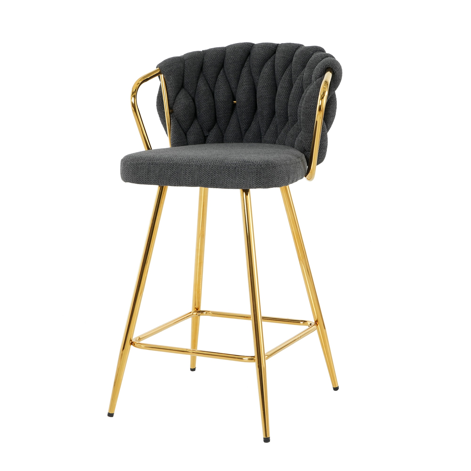 SINOFURN SYA290018BK 2 -Set Gray 25.6-in H Counter height Bucket seat Upholstered Metal Bar Stool and Back