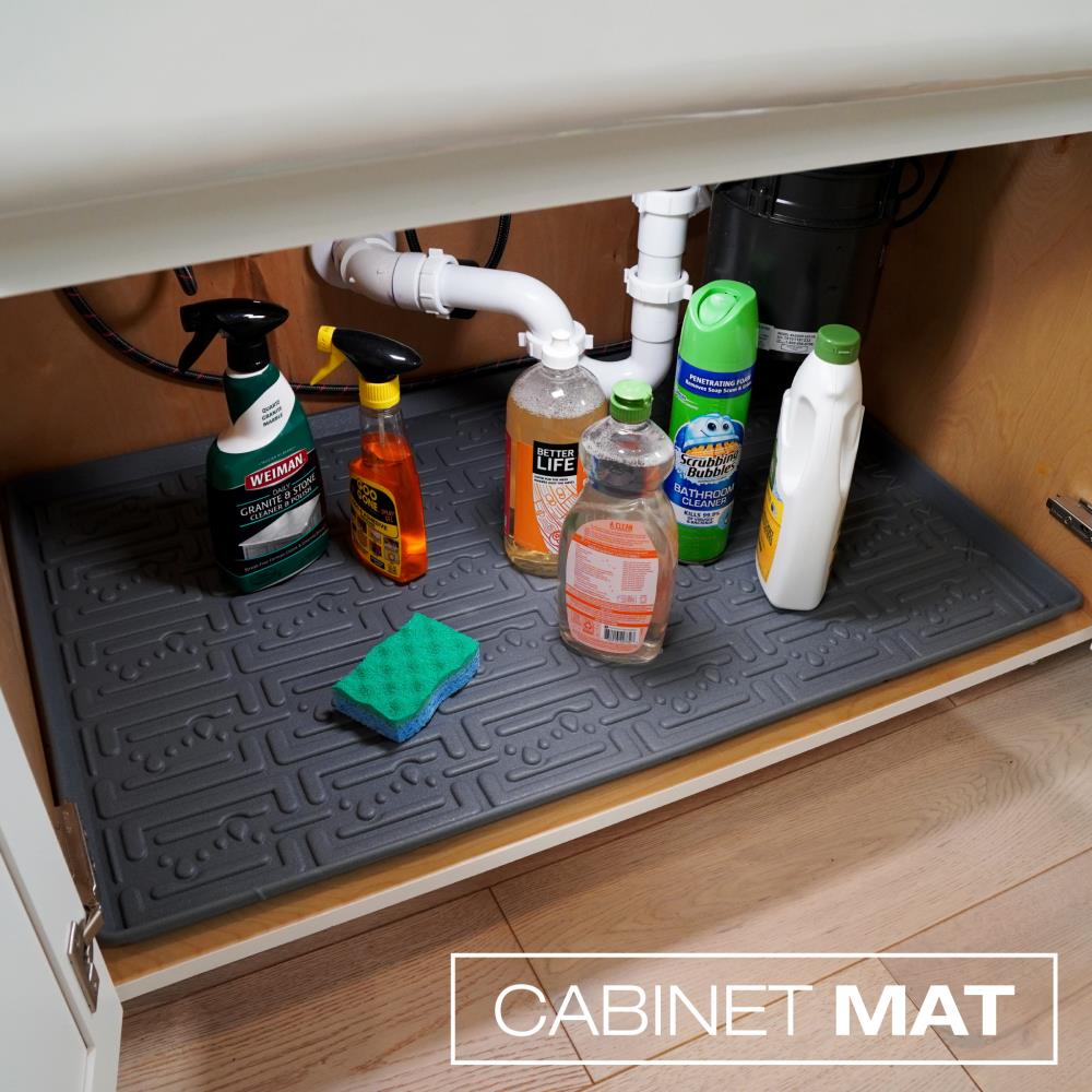 Xtreme Mats Kitchen 22-in x 34-in Grey Undersink Drip Tray Fits Cabinet  Size 34-in x 22-in in the Shelf Liners department at