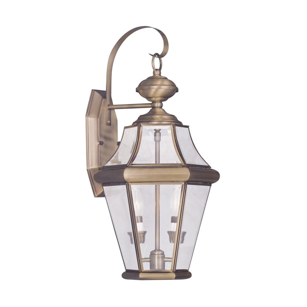Antique Brass and Bronze 2-Light Outdoor Wall Lantern