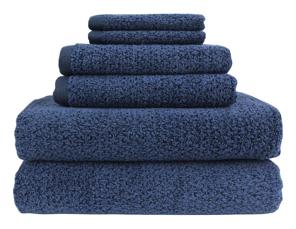 Everplush 6-Piece Navy Blue Cotton Quick Dry Bath Towel Set