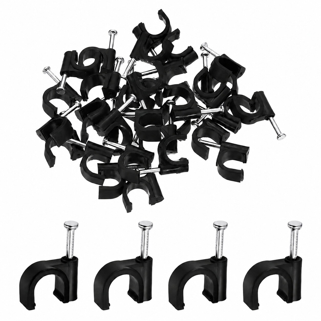 Mikiotto 60pcs Cable Clips with Nail 9mm ID Circular Single Half Clamp ...