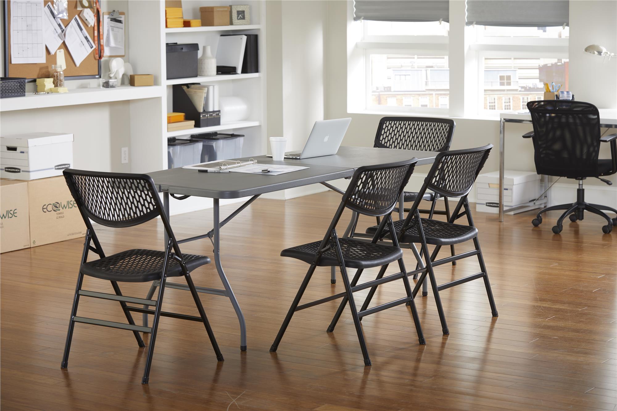 Cosco 72'' Gray Metal and Plastic Folding Table