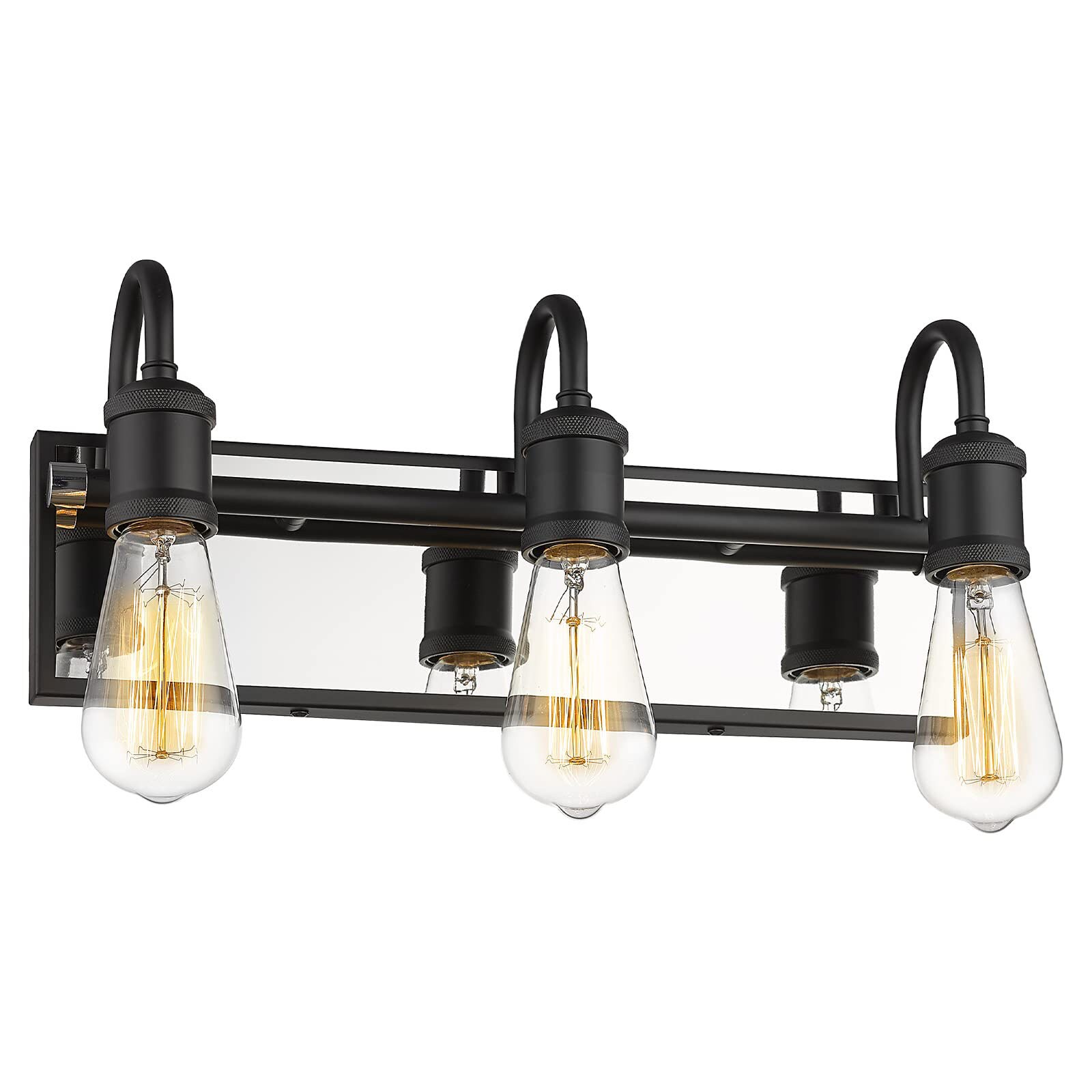 LTMATE LSJE259B-3W BK+CH JAZAVA 16.8-in 3 -Light Matte Black Modern/contemporary Vanity light