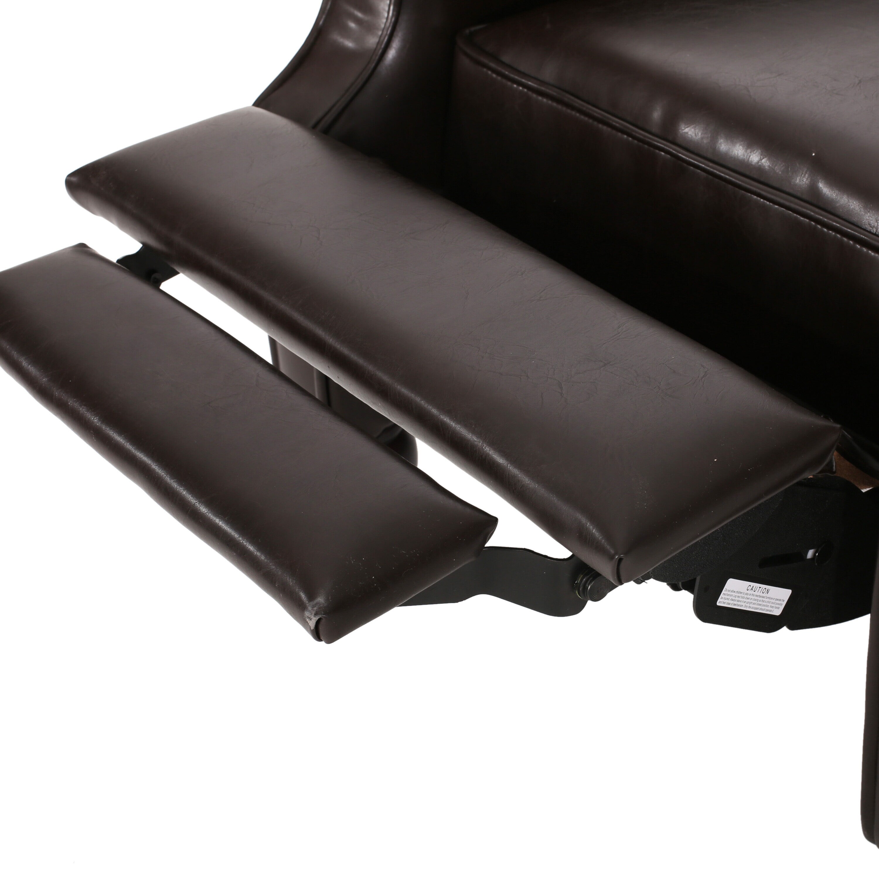 Brown Tufted Leather Wingback Recliner with Wood Legs