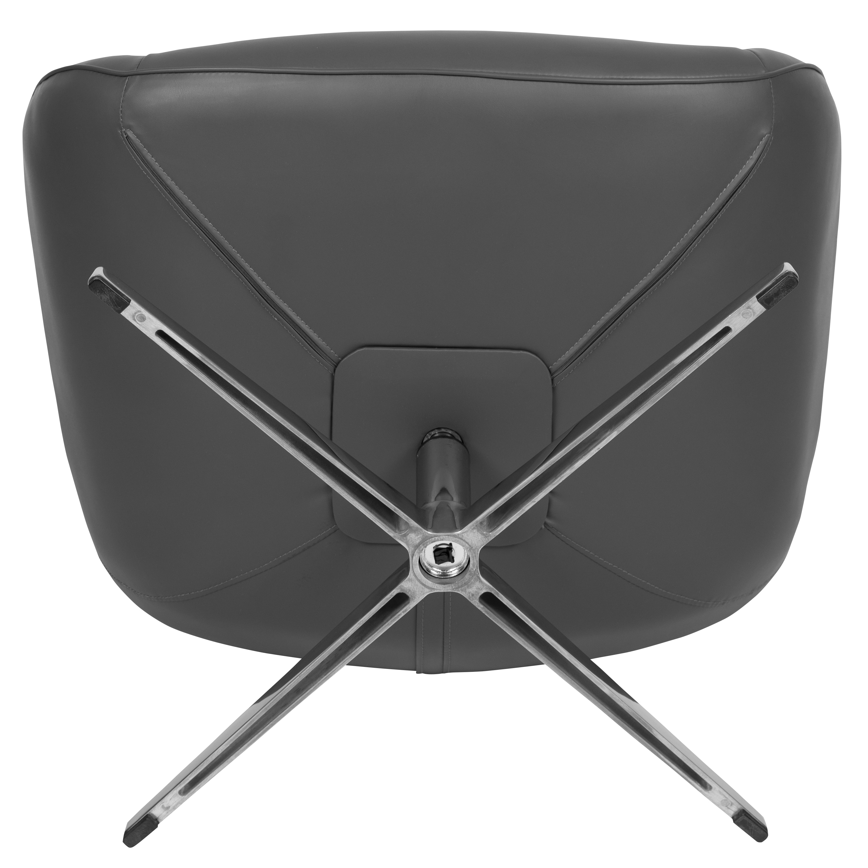 Sophisticated Gray LeatherSoft Swivel Wing Accent Chair