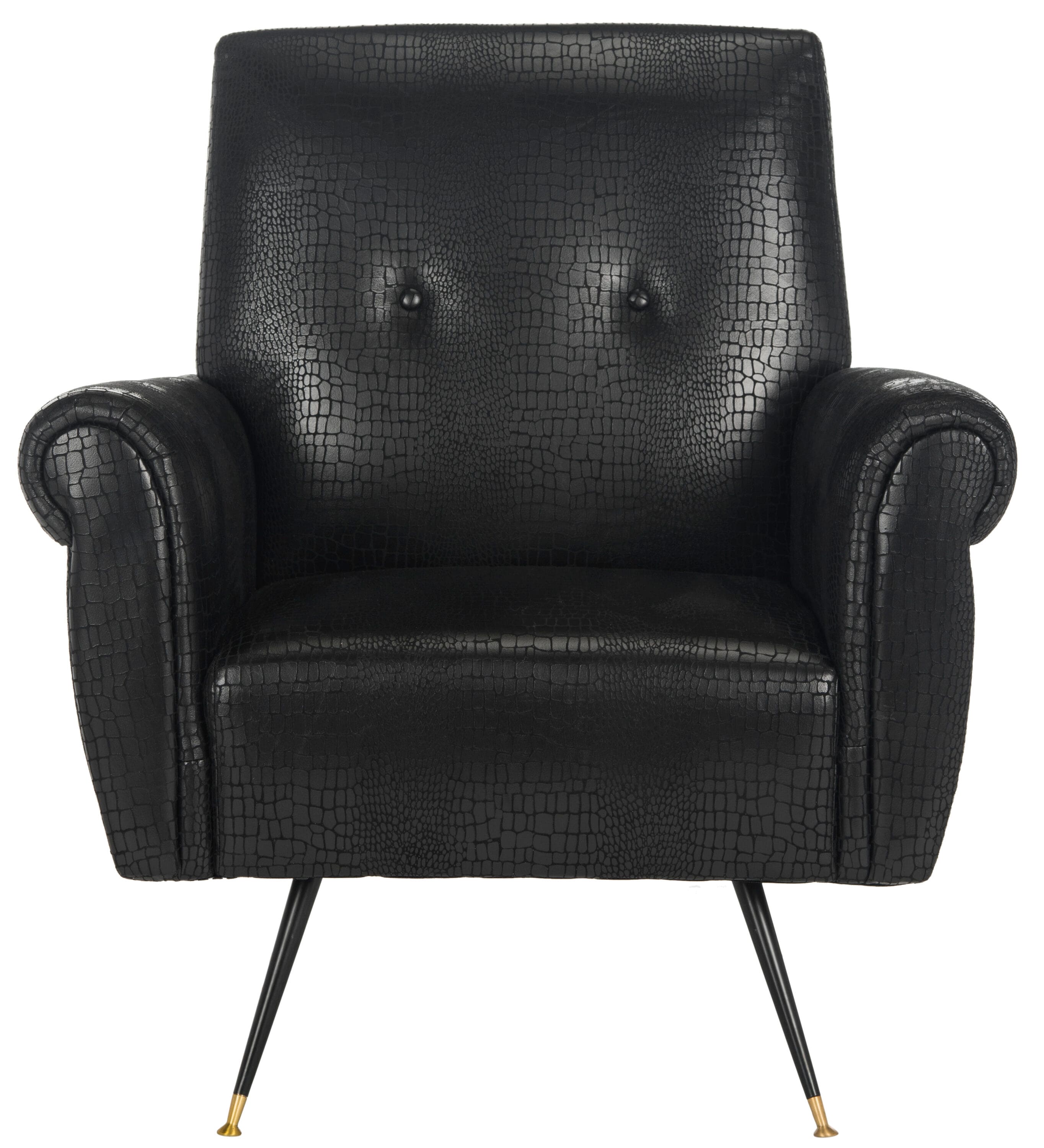 Safavieh FOX6285A Mira Midcentury Black Faux leather Accent Chair