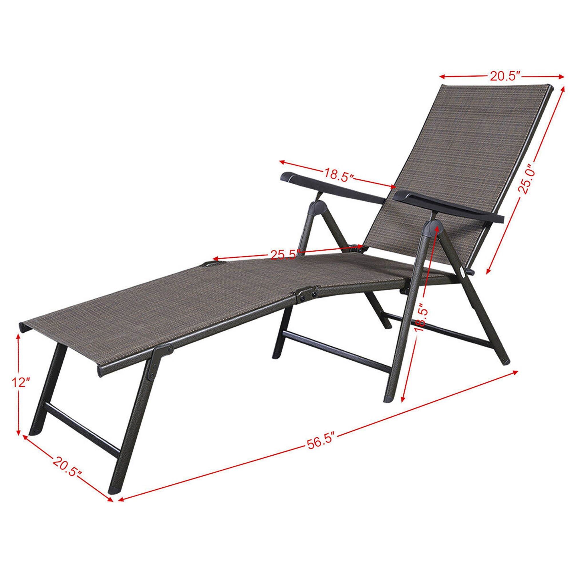 Tan Metal Outdoor Adjustable Chaise Lounge Set of 2