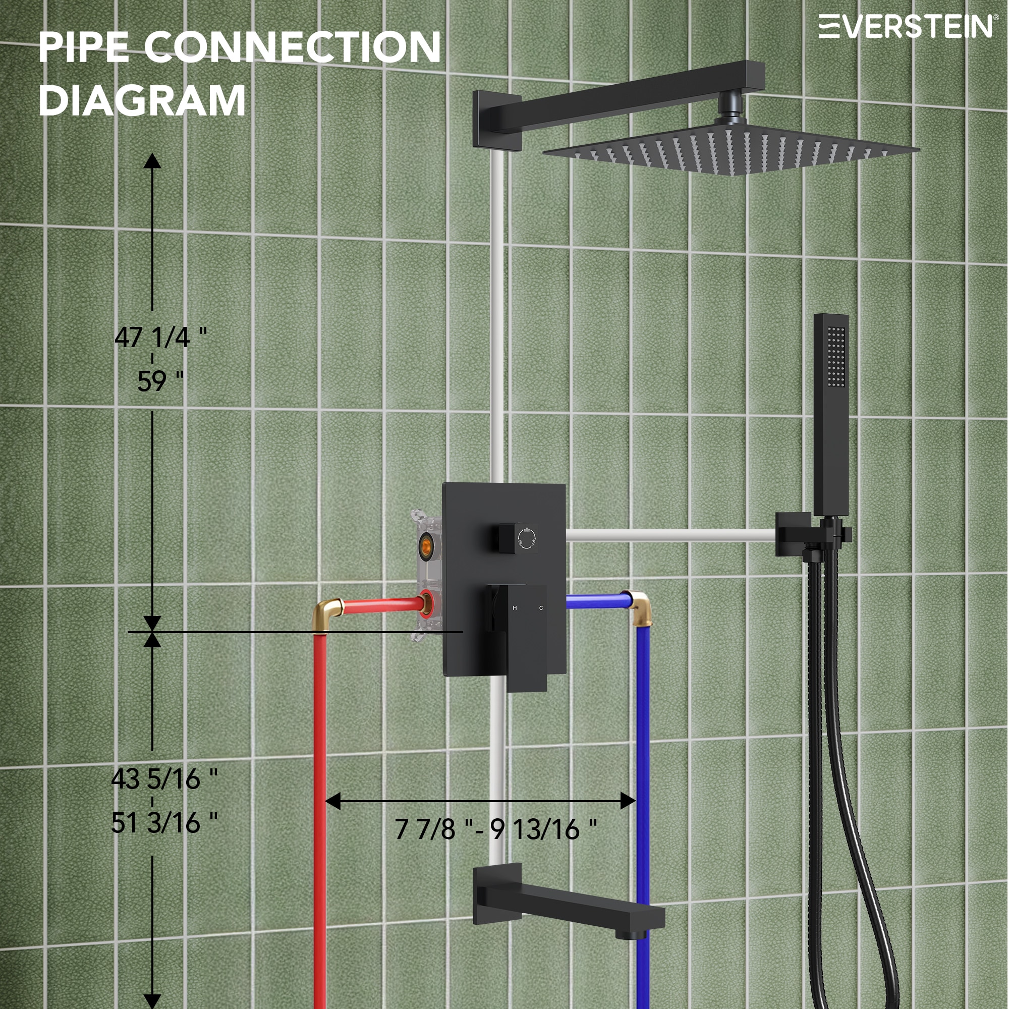 EVERSTEIN Q-918-OTOP Showerhead-Bar-Panels - View #12