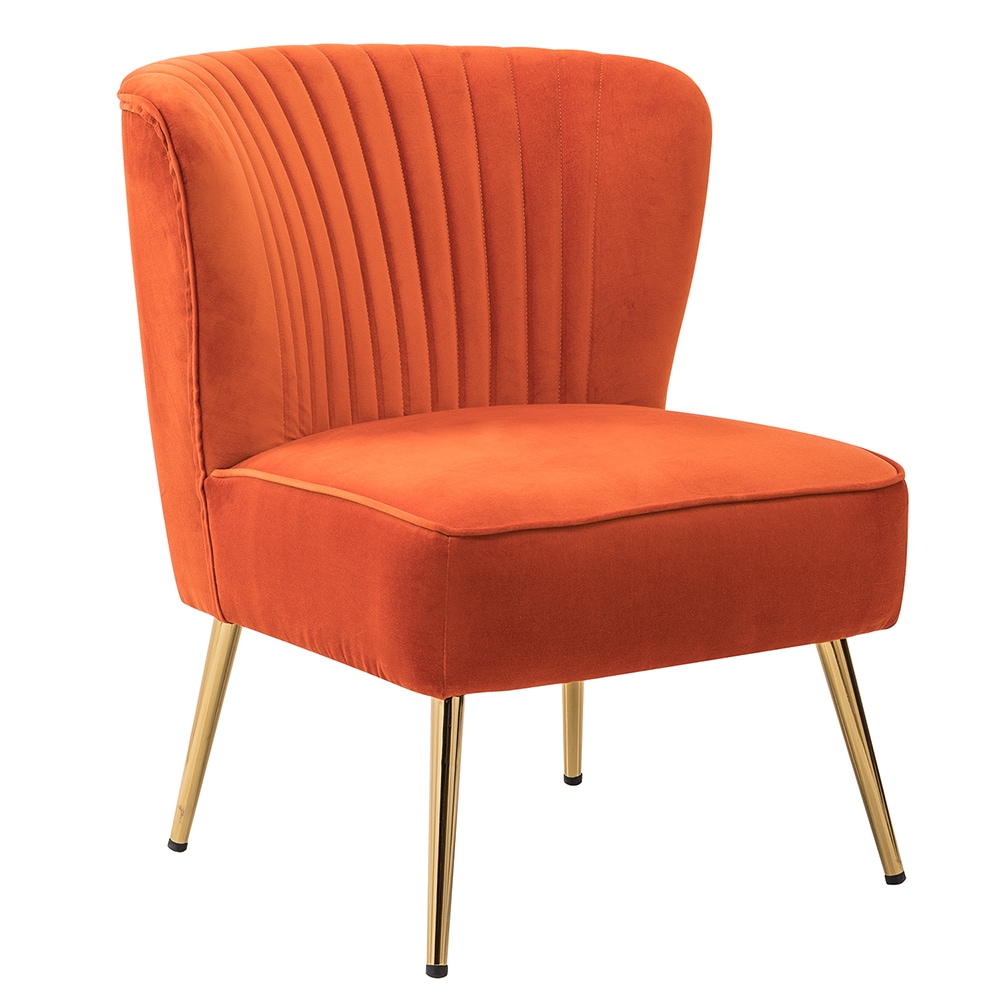 14 Karat Home CHMJM002-ORANGE Casual ORANGE Velvet Accent Chair