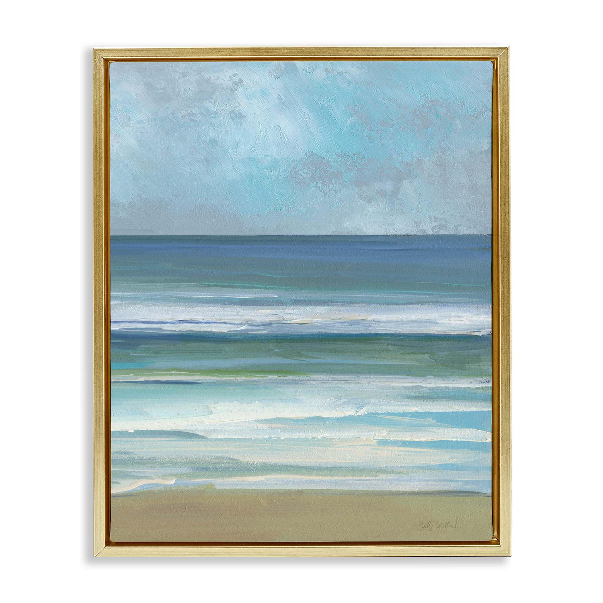 Stupell Industries BT-996-FFG-24X30 Calming Blue Waves Impression Floating Frame design by Sally Swatland