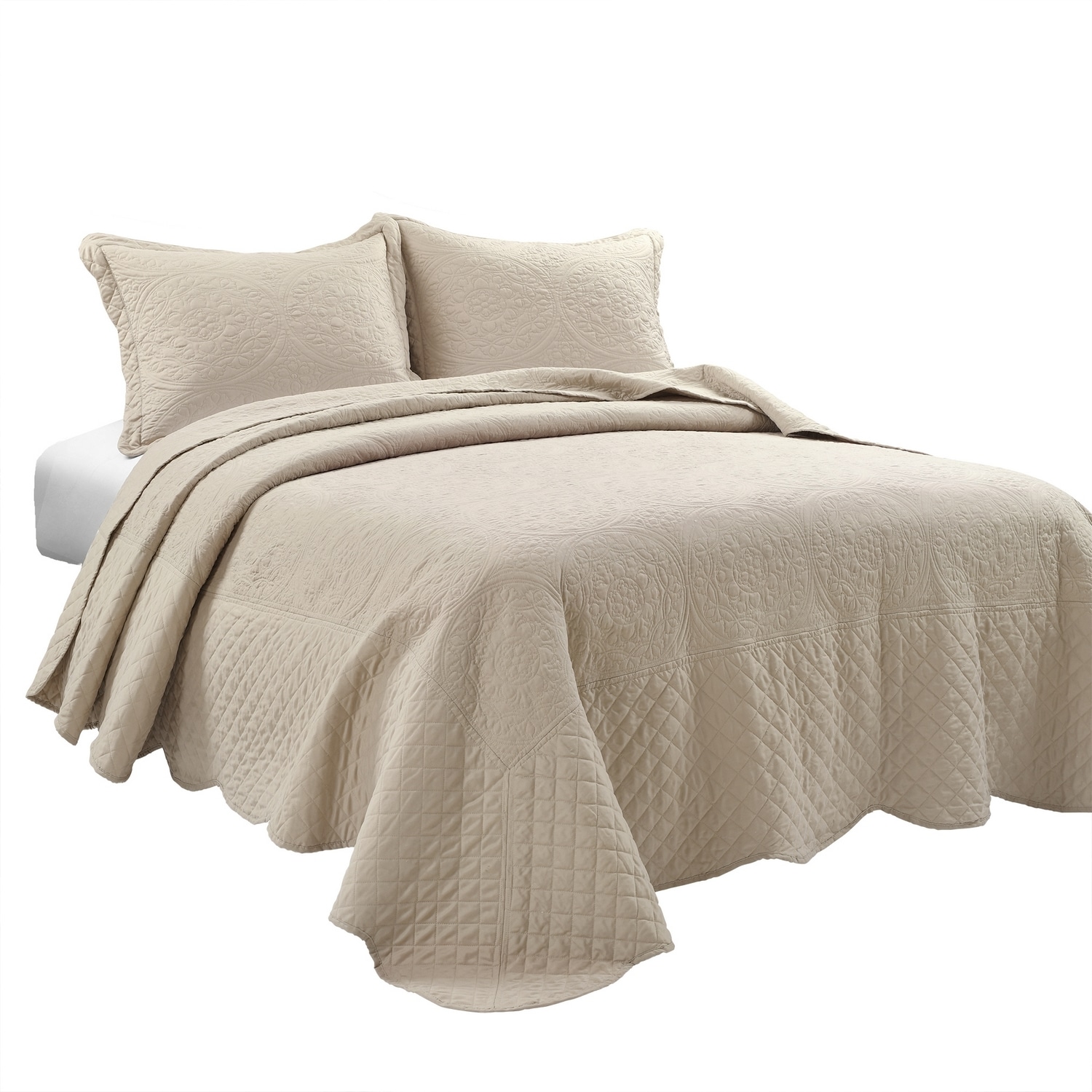 Lush Decor Neutral Medallion King Bedspread in the Comforters ...