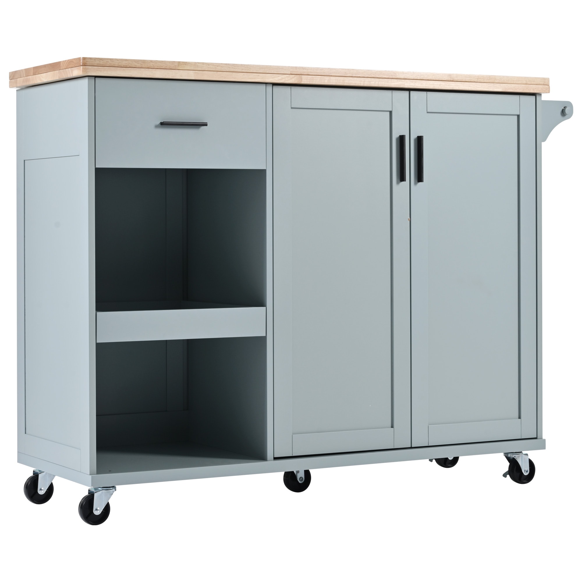 Runesay Gray Mdf Base with Mdf Wood Top Rolling Kitchen Island (33.2-in x 49.02-in x 37.54-in)