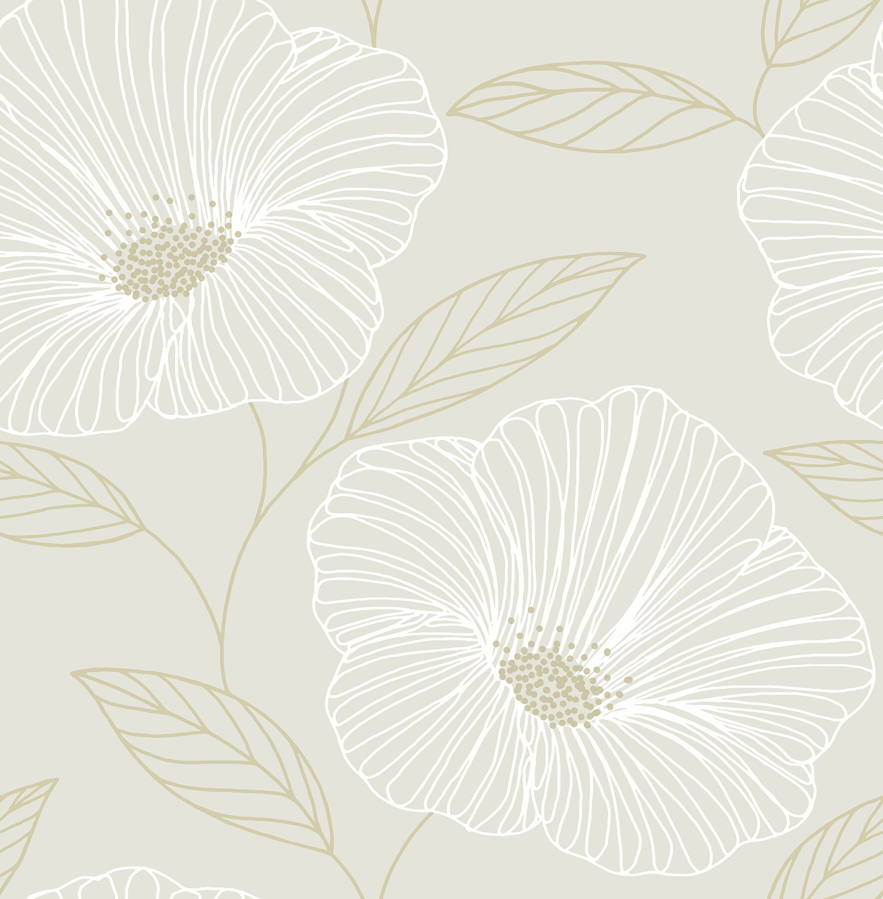 A-Street Prints 2973-91131 Daylight 56.4-Sq. Feet Neutral Paper Floral Unpasted Wallpaper