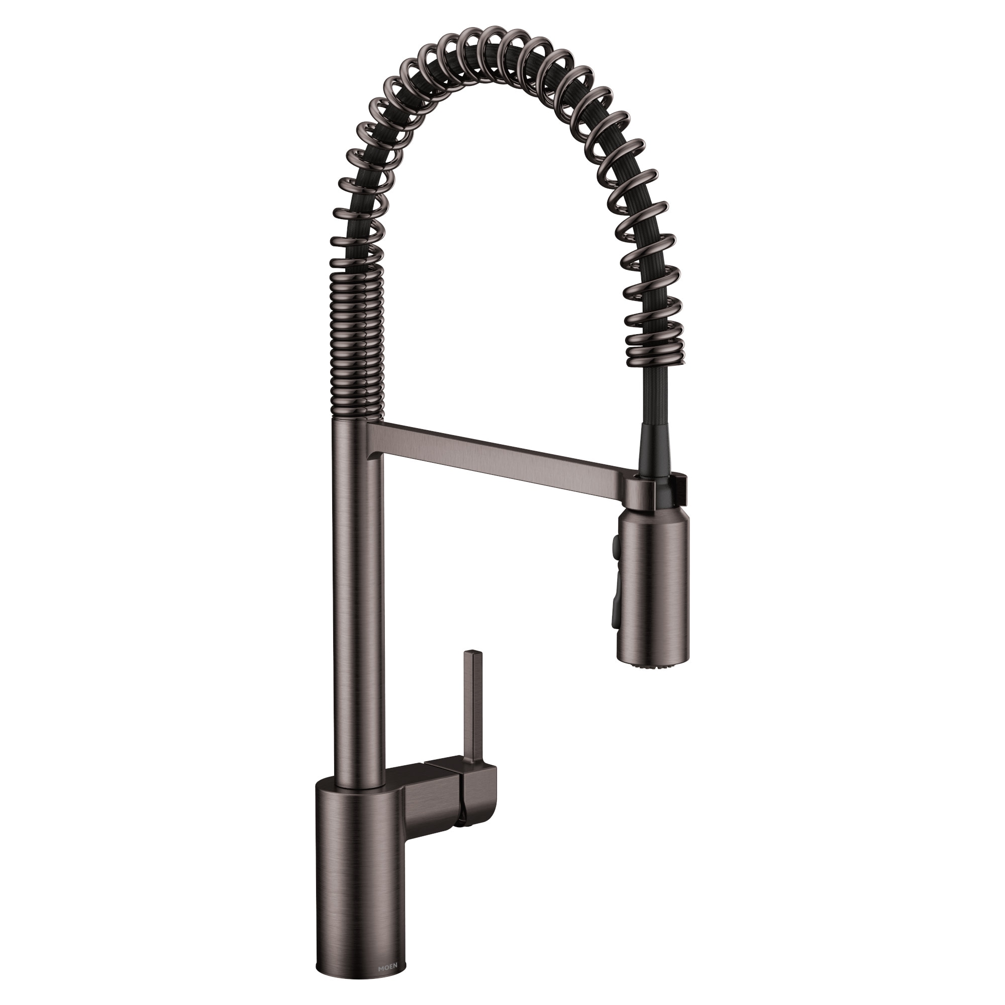 Black Stainless Steel Single Handle Spring Kitchen Faucet with Pull-Down Spray