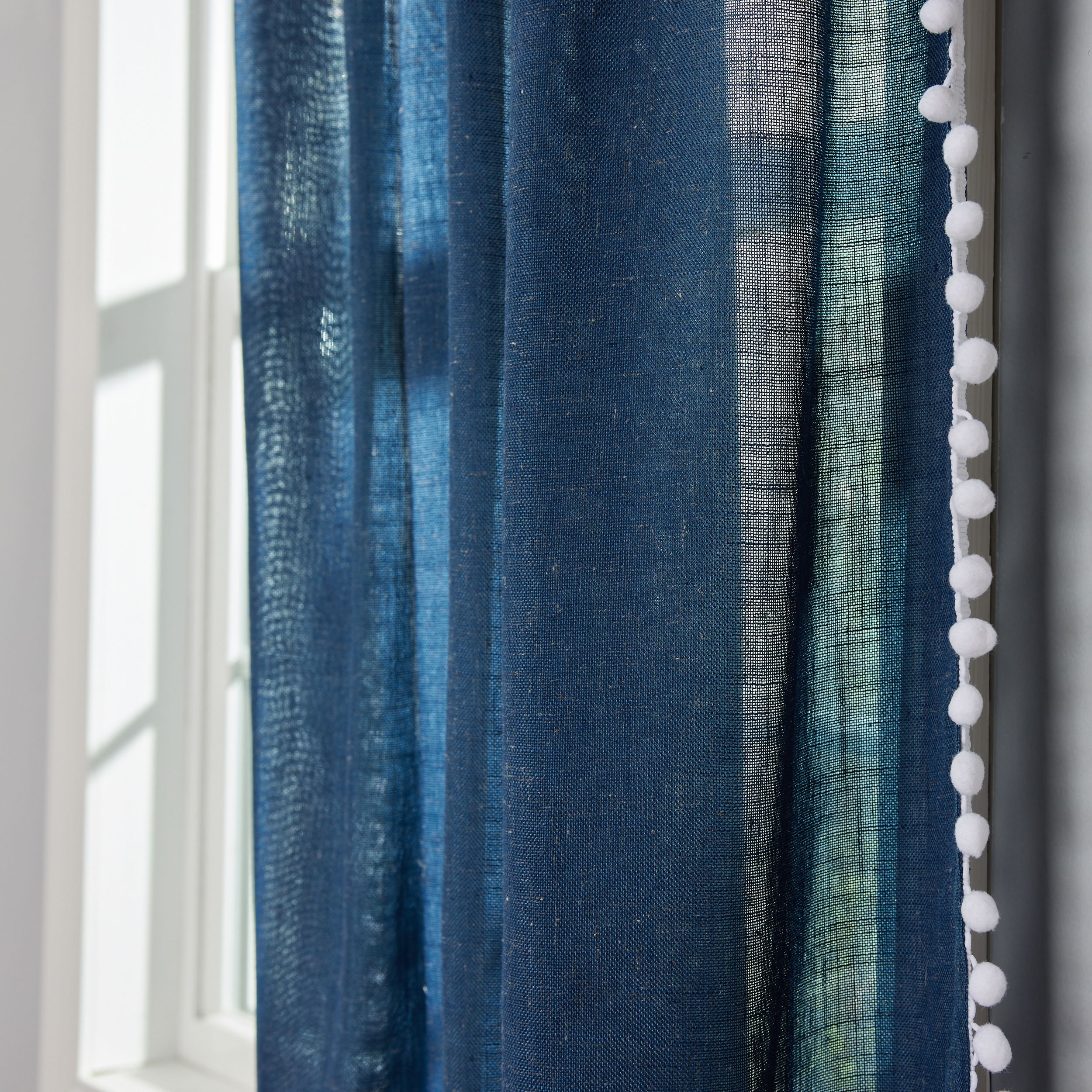 allen + roth X854.02763ZBG 63-in Navy Light filtering Back tab Single curtain panel