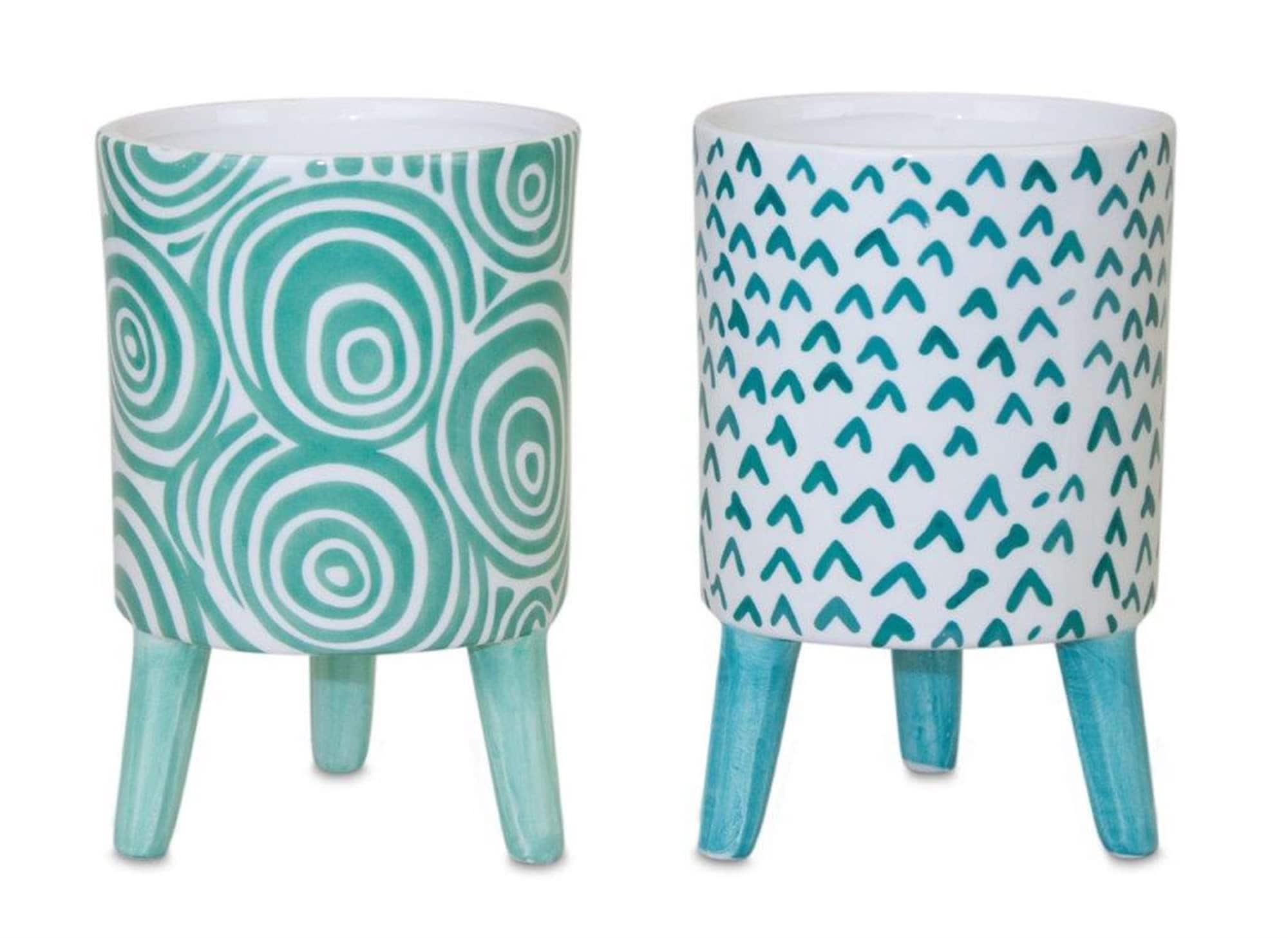 Melrose International 82842DS Pot with Legs (Set of 2) 3.75D x 6H Dolomite