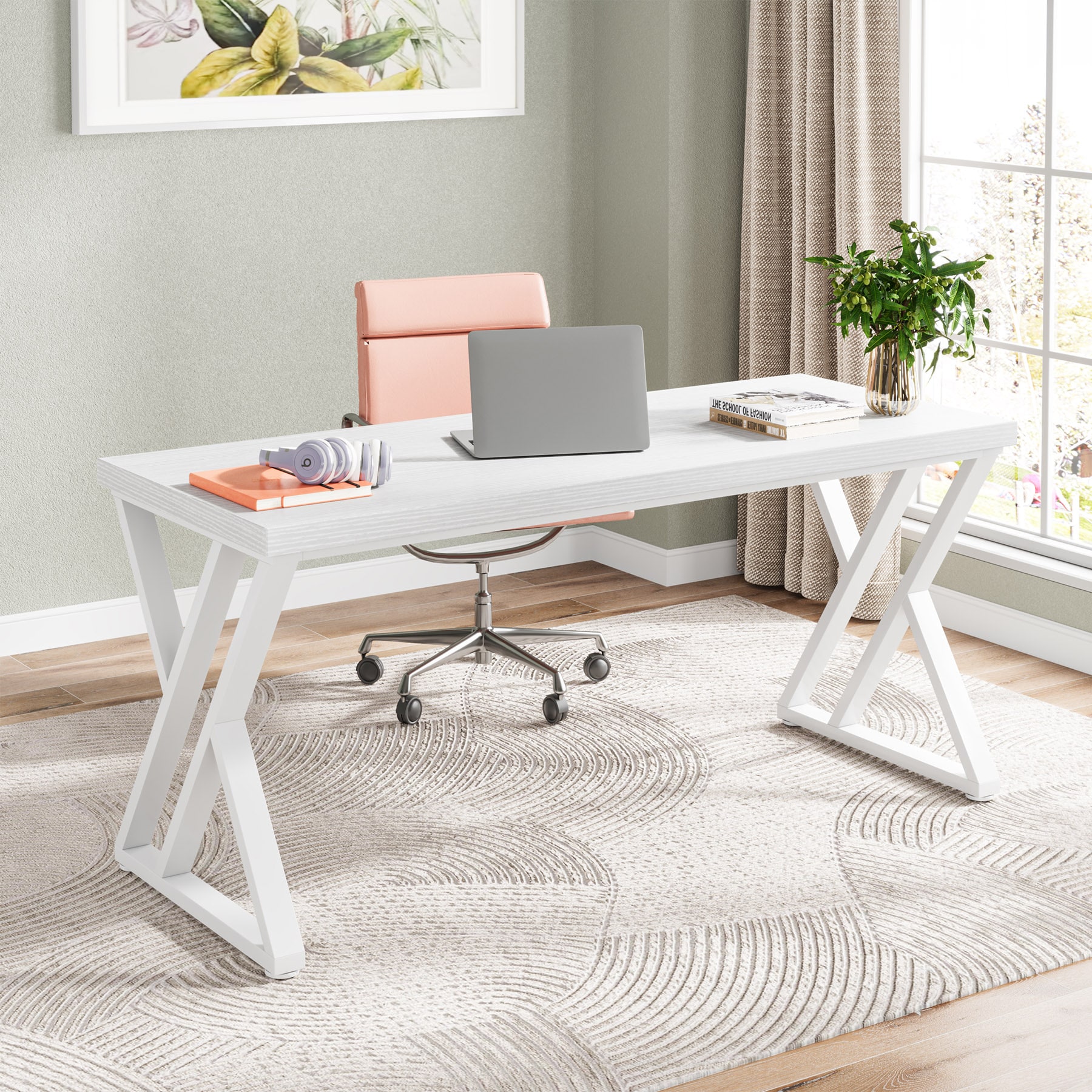 Fnova LWTJ-U0206 Office Conference Table White 2 -Person Conference table ( 55.12-in W x 29.53-in H )