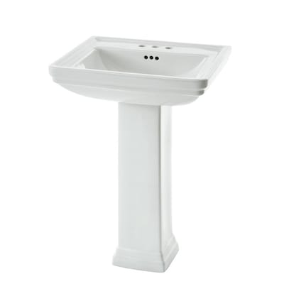 Allen Roth 33 6 In H White Vitreous China Transitional Pedestal Sink Combo 18 74 X 22 The Sinks Department At Com - Small Pedestal Bathroom Sinks