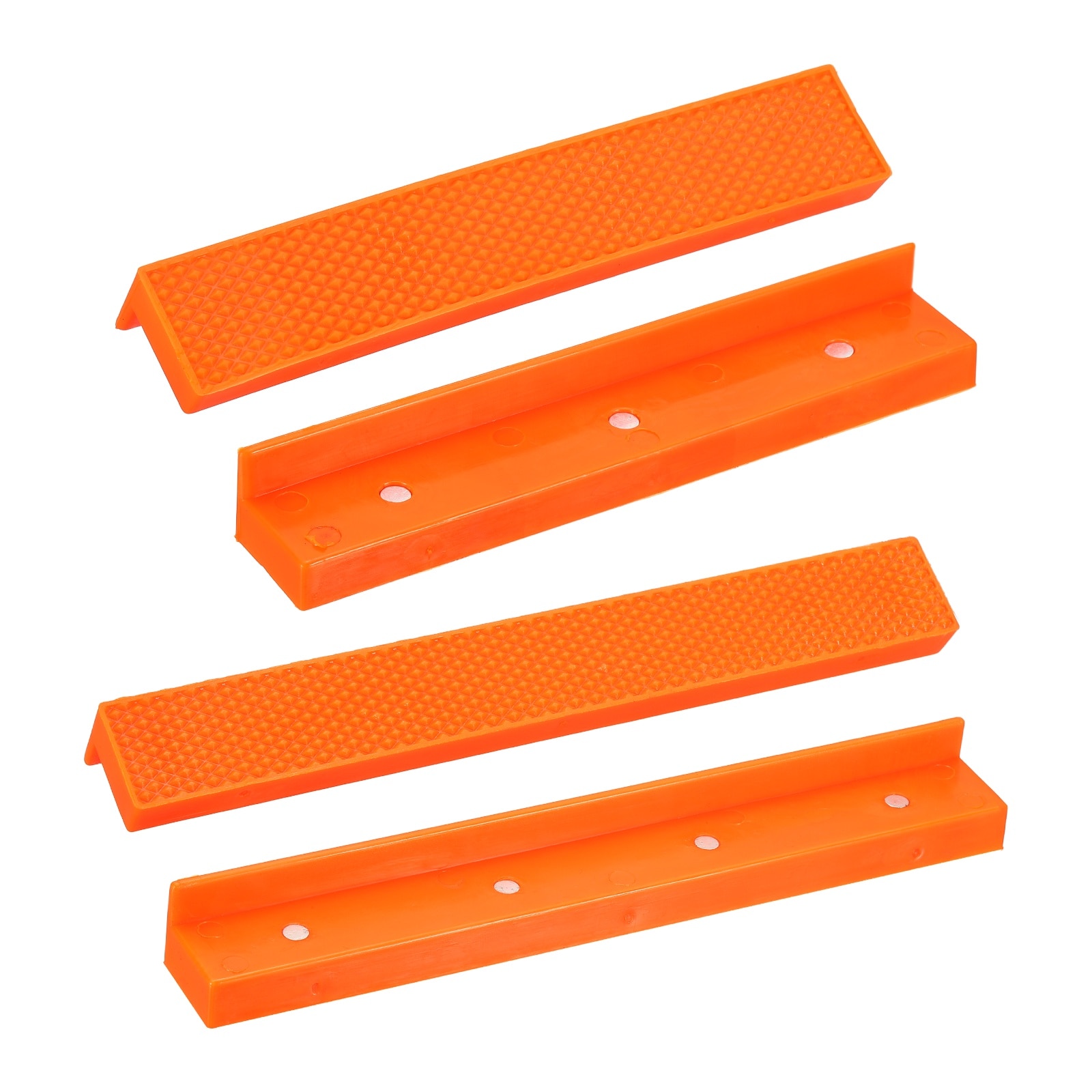 Harfington 1 Set Vise Jaw Pads 8 Inch and 6 Inch Rubber Flat Magnetic Vise Soft Jaws Standard Anti-Scratches Vice Covers Tools for DIY Making Woodworking Clamping Plumbing Orange