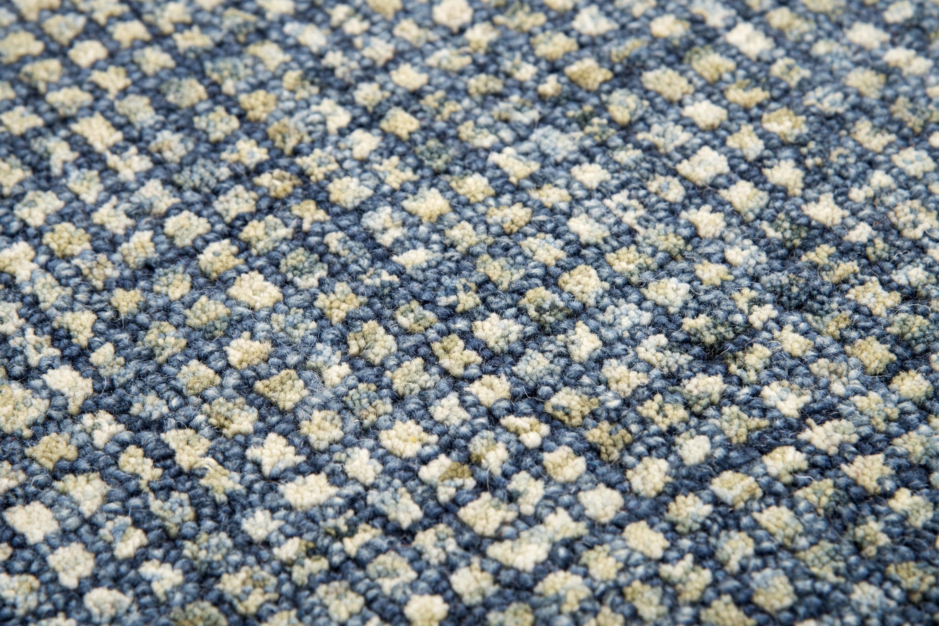 Storm Blue and Cream Casual Geometric Hand-Tufted Wool Rug 5' x 8'