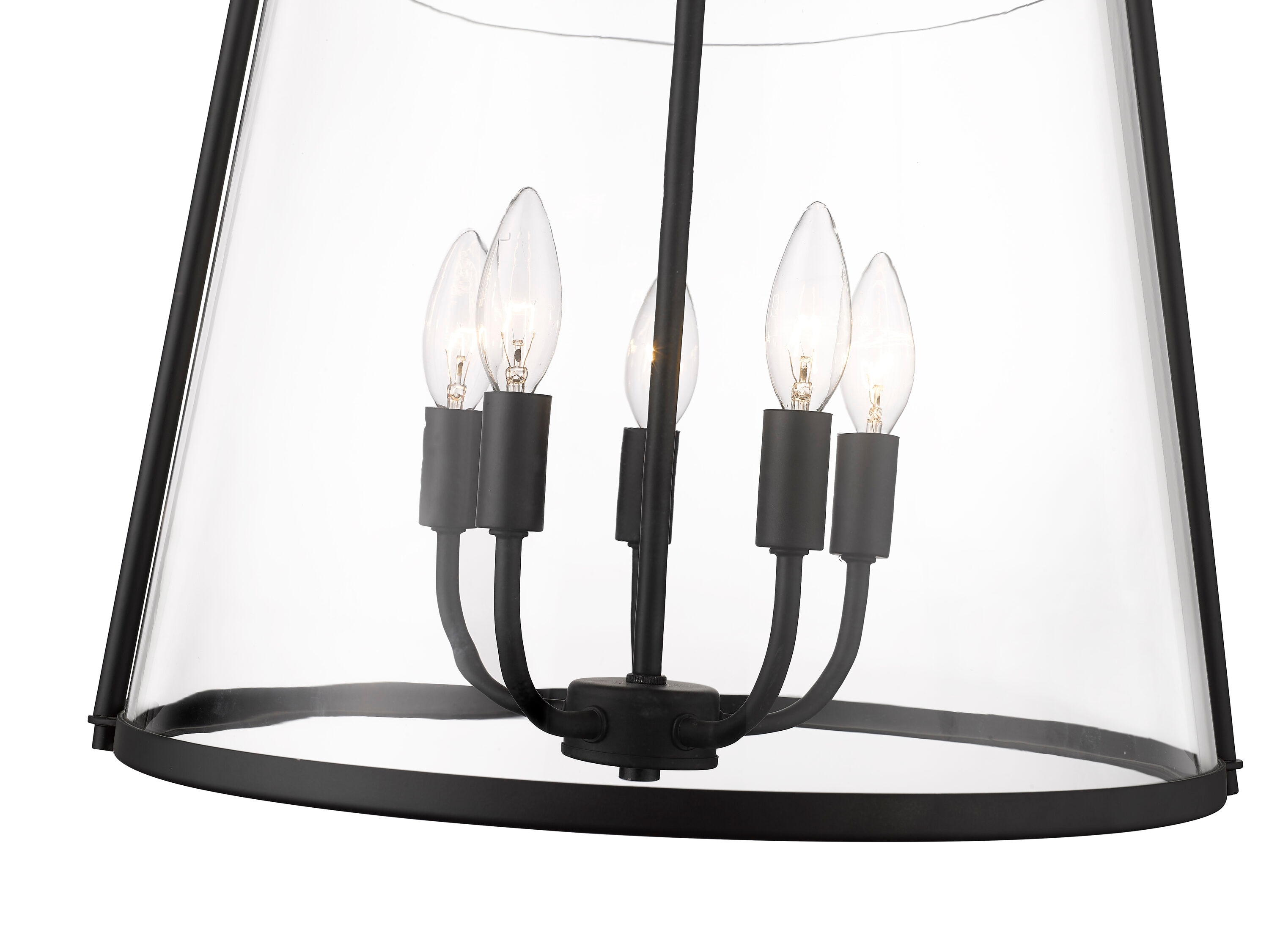 Matte Black Steel and Glass 5-Light Pendant
