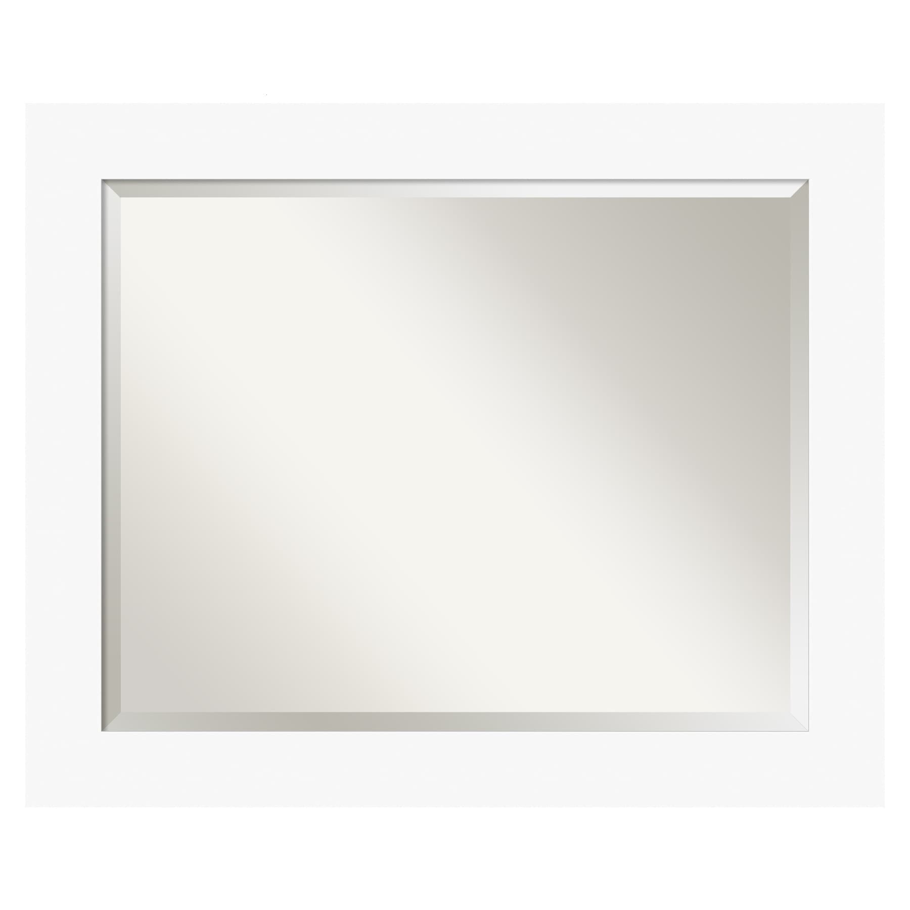 Amanti Art A17008261982 Basic White Frame 33.5-Inches W x 27.5-Inches H Rectangle Salon Scoop Silver Framed Wall Mirror