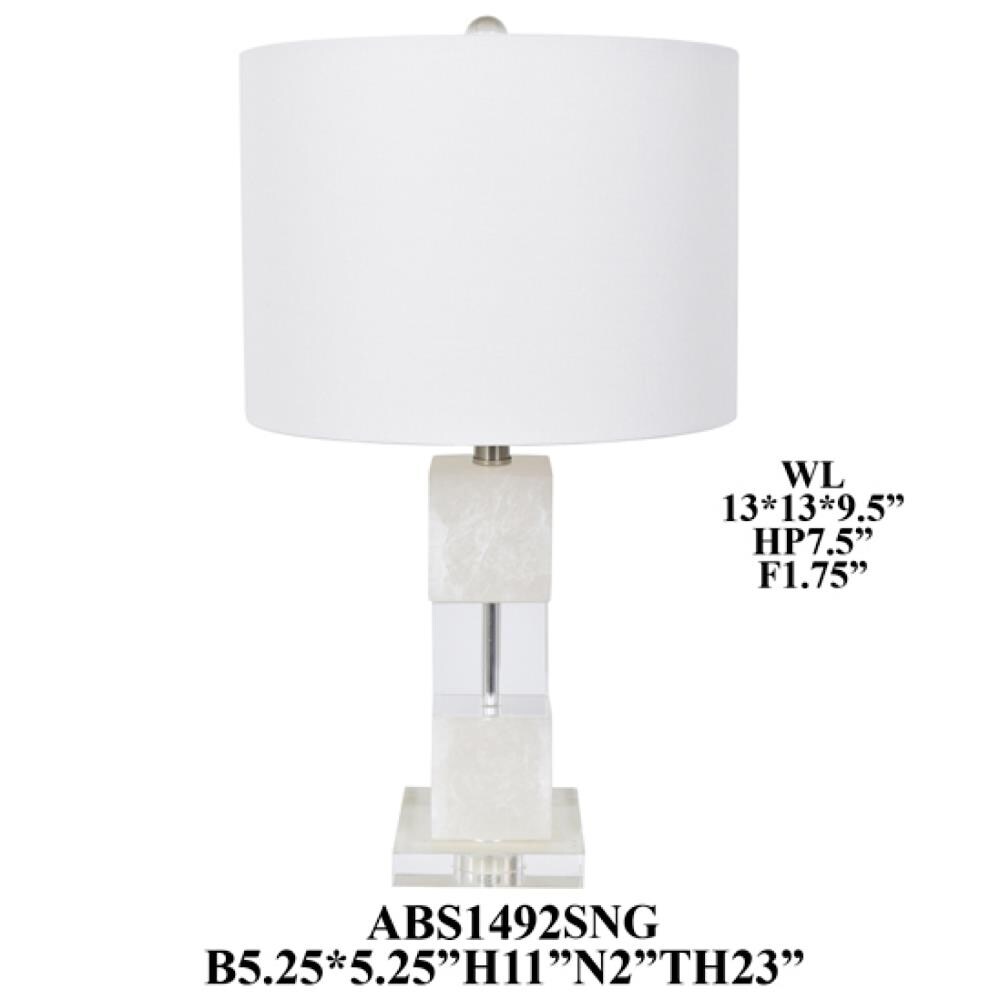 Crestview Collection ABS1492SNG Crestview Glass/Marble 3-Way Table Lamp with Linen Shade