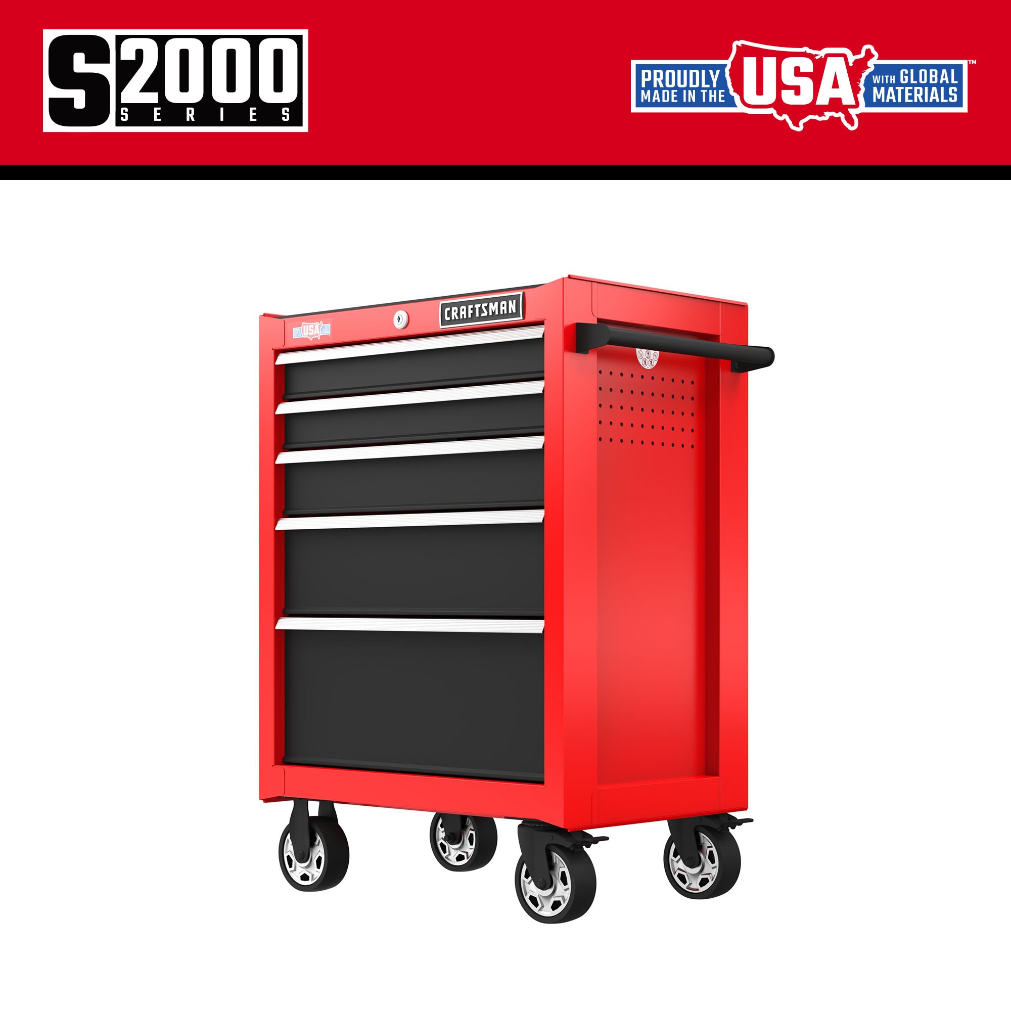 CRAFTSMAN 2000 Series 26-in W x 36.5-in H 5-Drawer Steel Rolling Tool Cabinet (Red) CMST98268RB Sansujyuku sansujyuku.com