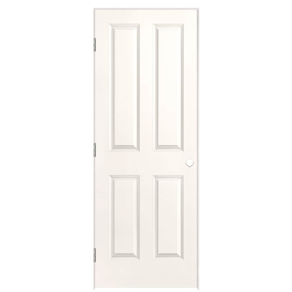 Traditional 30-in x 80-in White 4 Panel Square Solid Core Prefinished Molded Composite Right Hand Single Prehung Interior Door | - Masonite 1316472