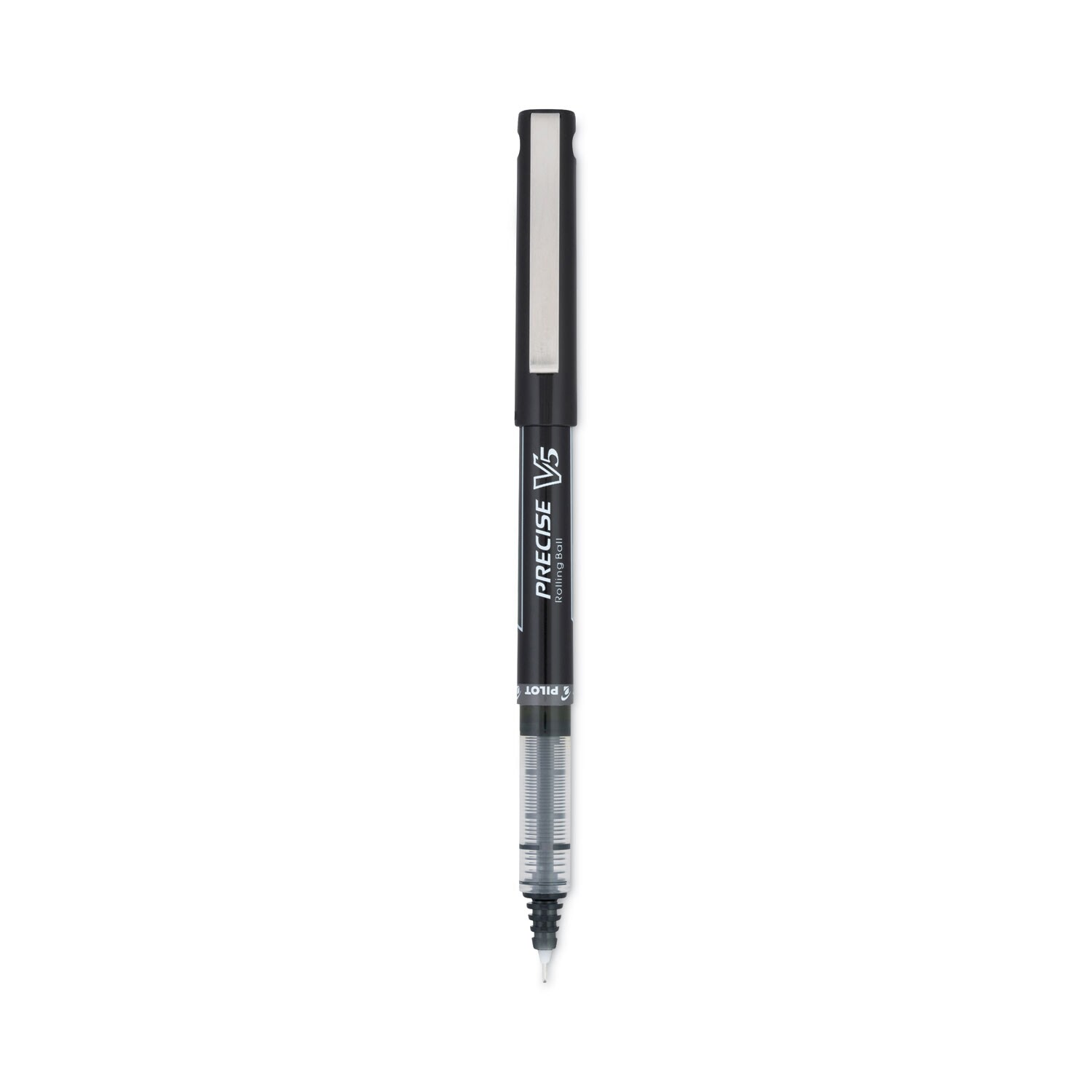 Pilot ESNPIL35334 Precise V5 Rollerball Pen Stick Extra Fine 0.5 mm Black Ink Black Clear Barrel Dozen