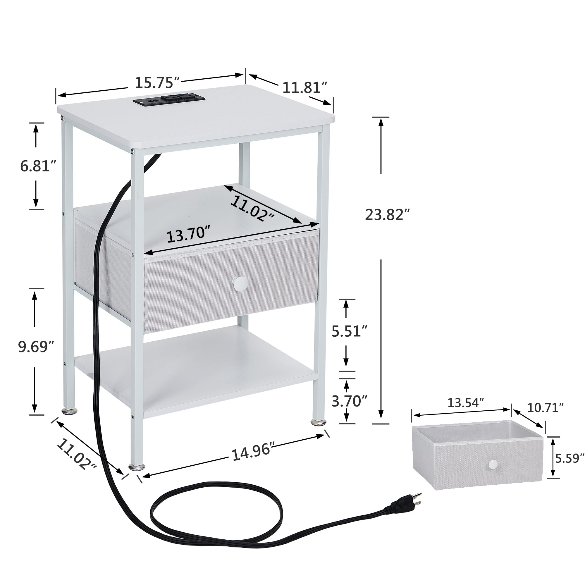 Vecelo LOE-MX-CNS02-WHT End-Tables - View #3