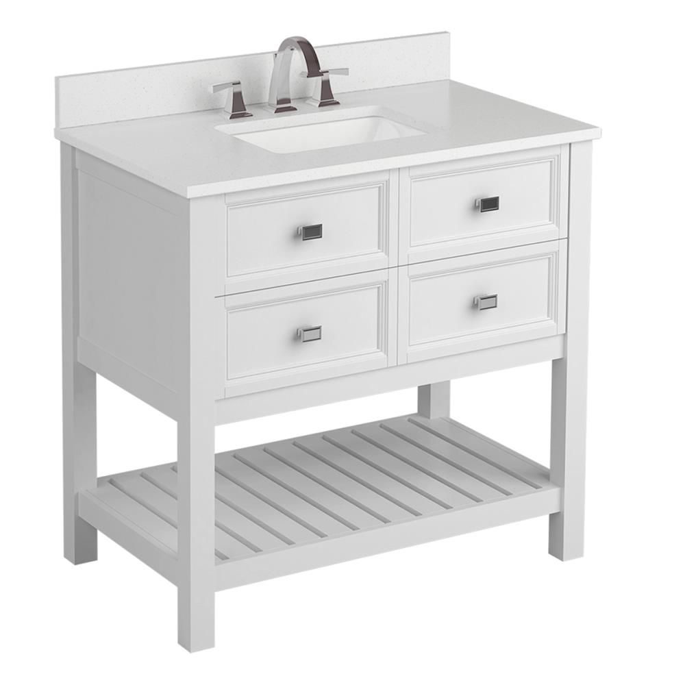 allen + roth Canterbury 36-in Light Gray Single Sink Bathroom Vanity with Terrazzo Engineered Stone Top